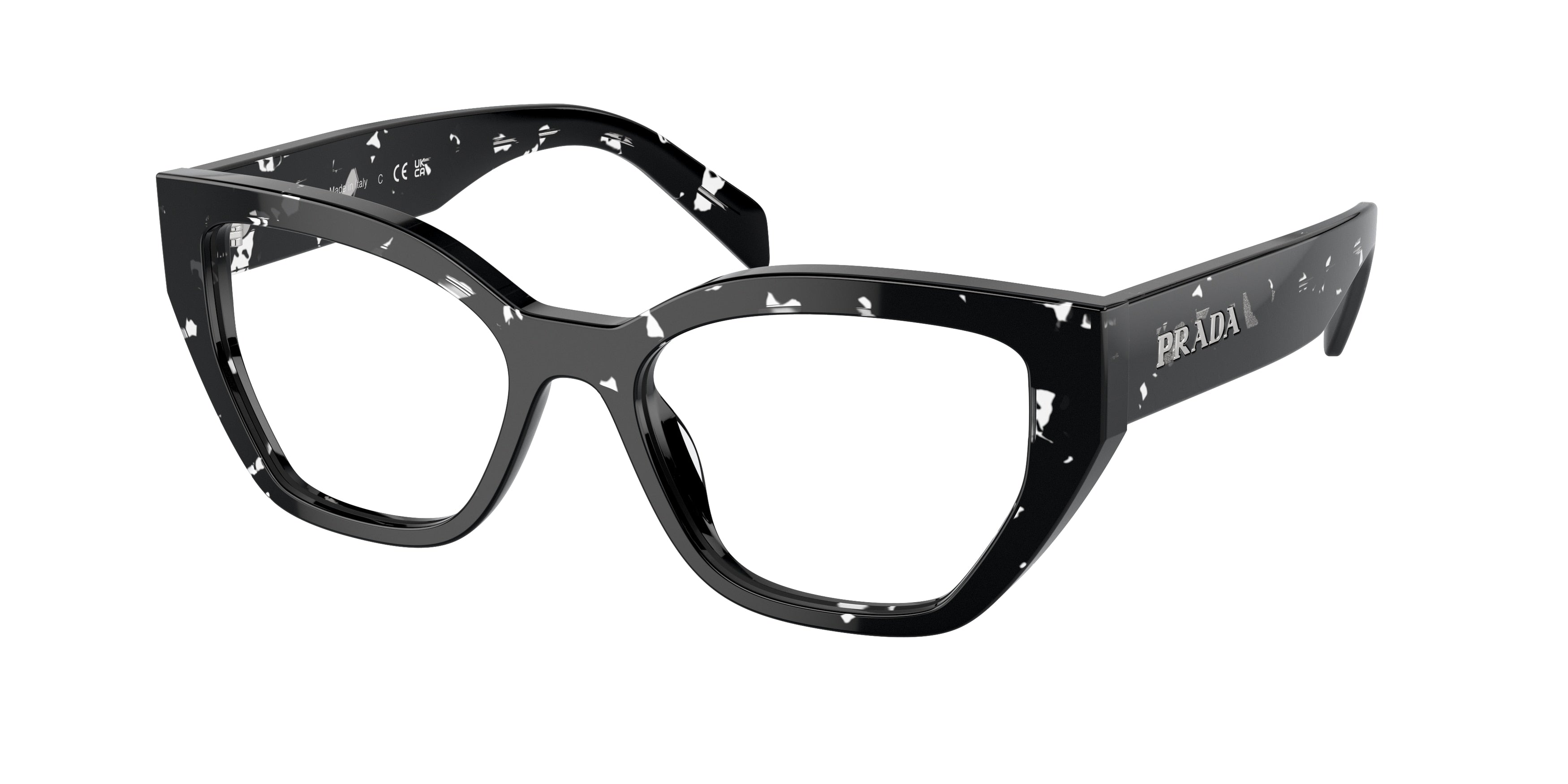 Prada PRA16V Irregular Eyeglasses 15O1O1-Black Crystal Tortoise 53-145-18 - Color Map Black