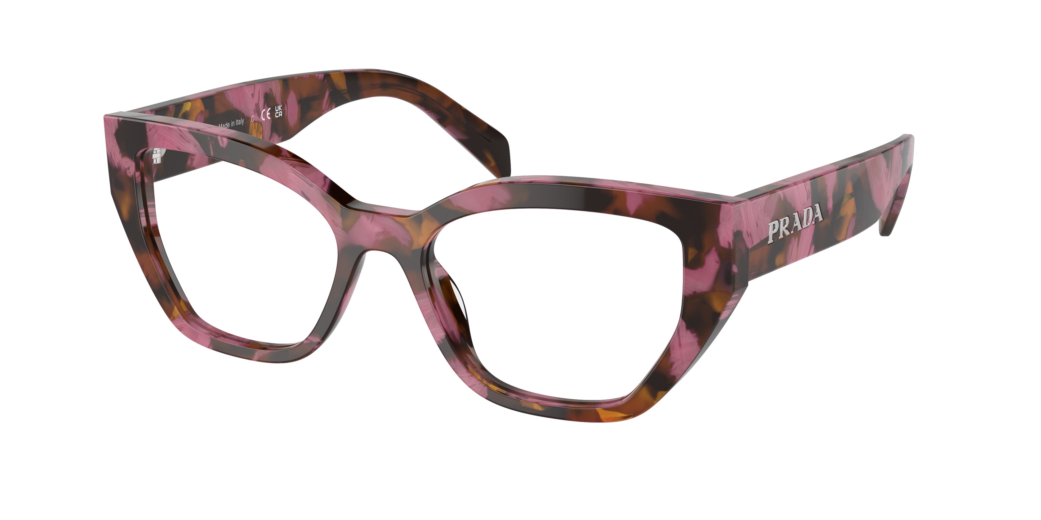 Prada PRA16V Irregular Eyeglasses 18N1O1-Cognac Begonia Tortoise 53-145-18 - Color Map Brown