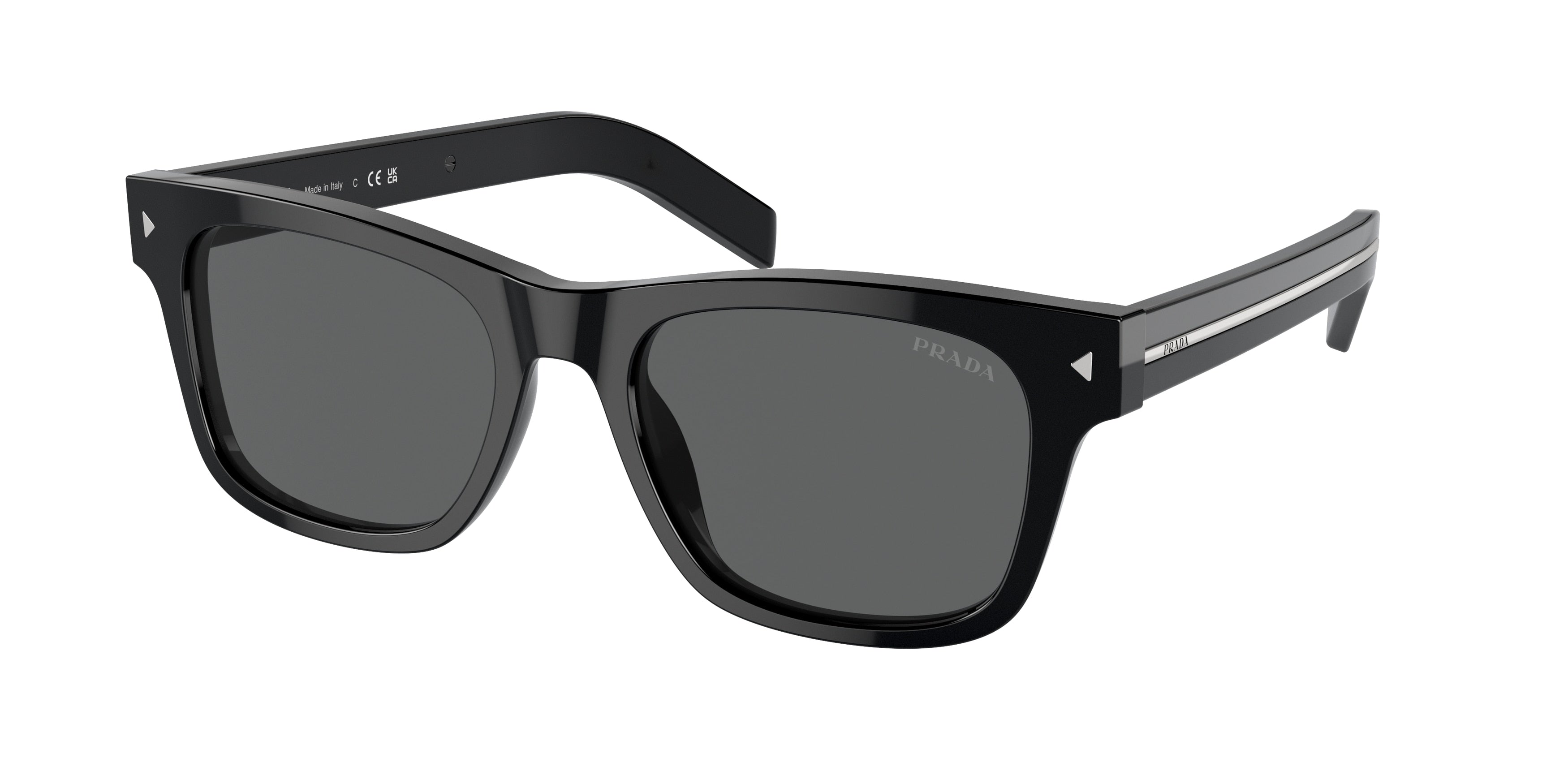 Prada PRA17SF Rectangle Sunglasses 16K731-Black 55-150-18 - Color Map Black