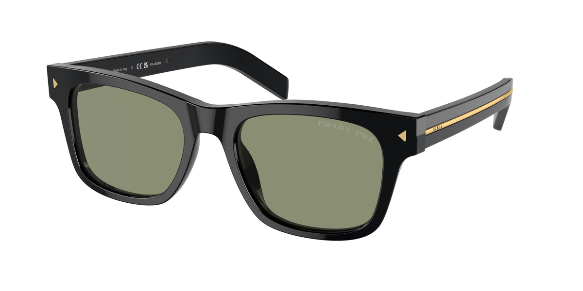 Prada PRA17S Rectangle Sunglasses 16K20G-Black 54-150-19 - Color Map Black