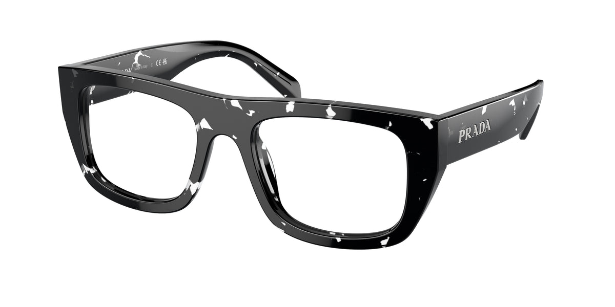 Prada PRA17VF Rectangle Eyeglasses 15O1O1-Black Crystal Tortoise 53-145-19 - Color Map Black