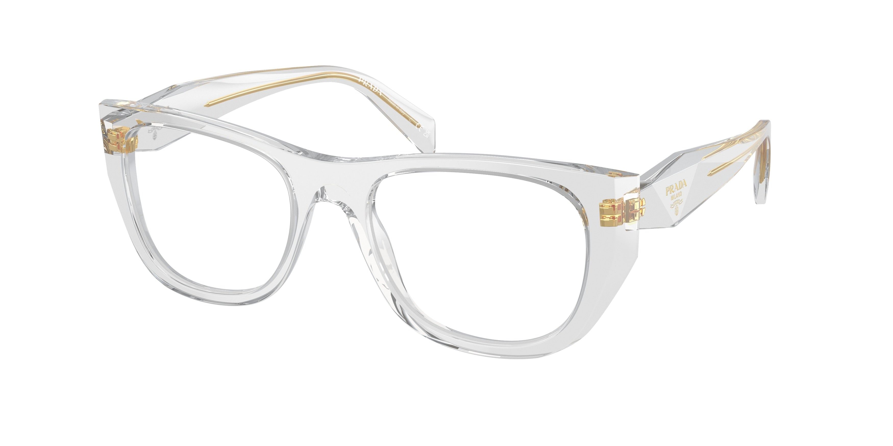 Prada PRA18VF Irregular Eyeglasses  12R1O1-Transparent Grey 53-145-18 - Color Map Grey