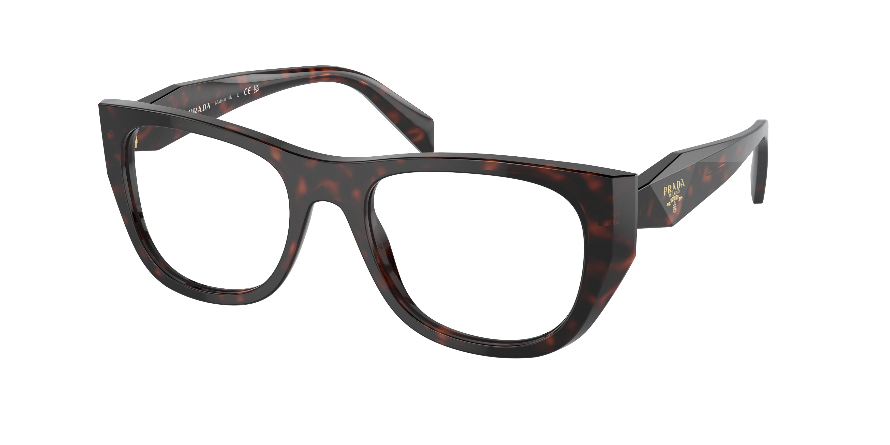Prada PRA18VF Irregular Eyeglasses 17N1O1-Root Tortoise 53-145-18 - Color Map Tortoise