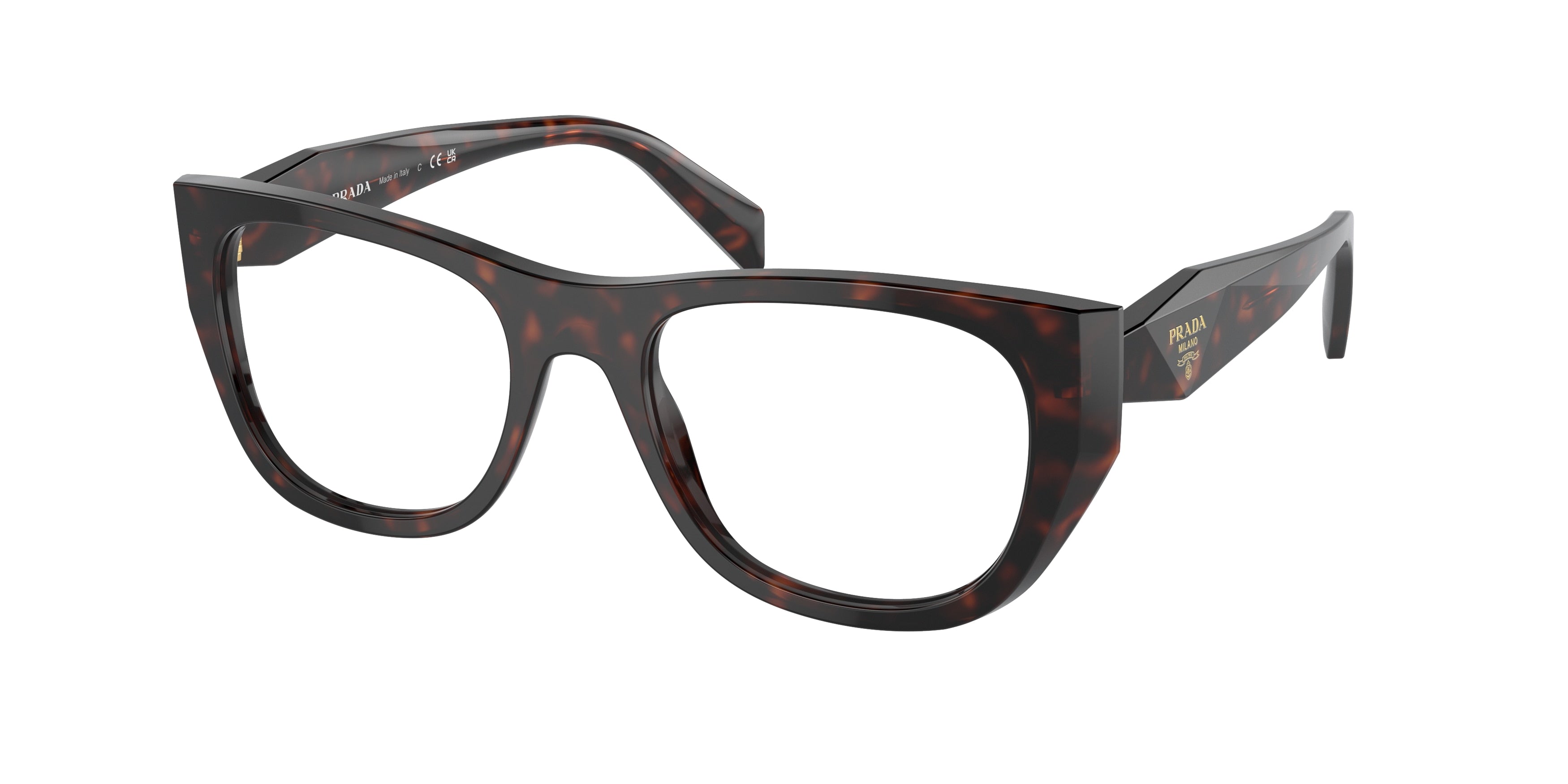 Prada PRA18V Irregular Eyeglasses 17N1O1-Root Tortoise 52-145-19 - Color Map Tortoise