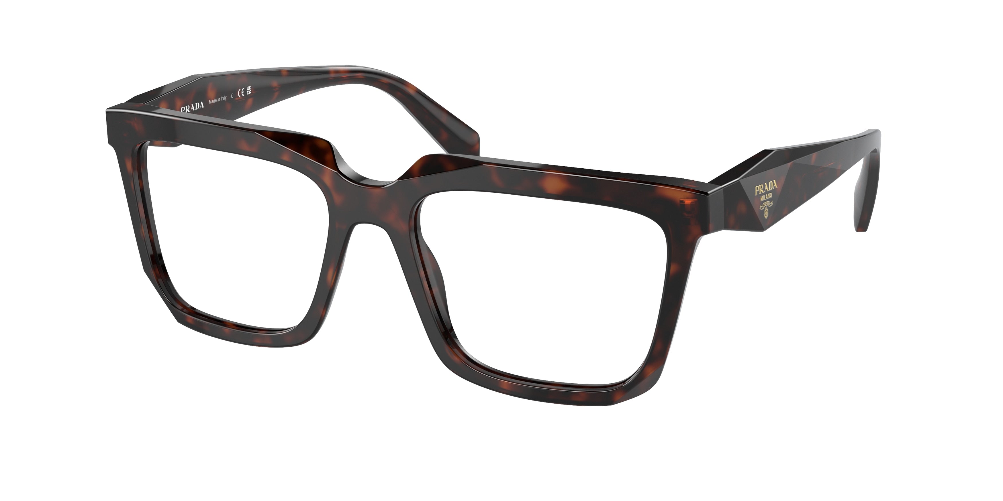 Prada PRA19V Rectangle Eyeglasses 17N1O1-Root Tortoise 52-145-18 - Color Map Tortoise