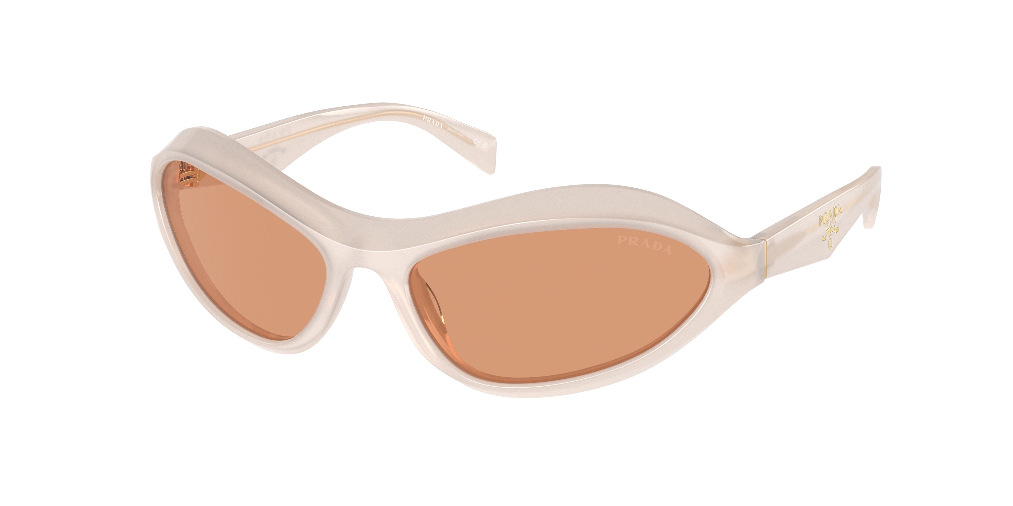 Prada PRA20SF Irregular Sunglasses  12V07V-Opal Milk 63-125-16 - Color Map White