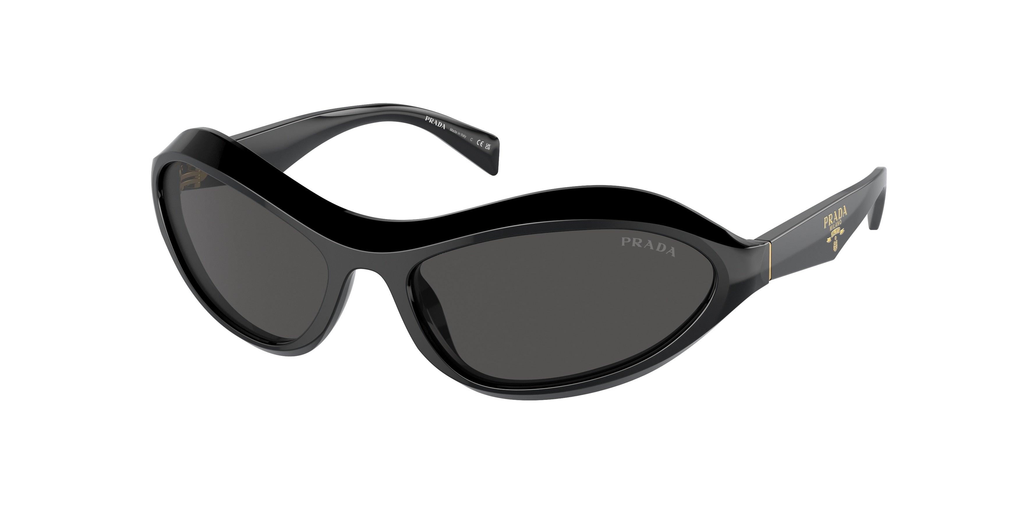 Prada PRA20S Irregular Sunglasses 16K5S0-Black 61-125-17 - Color Map Black