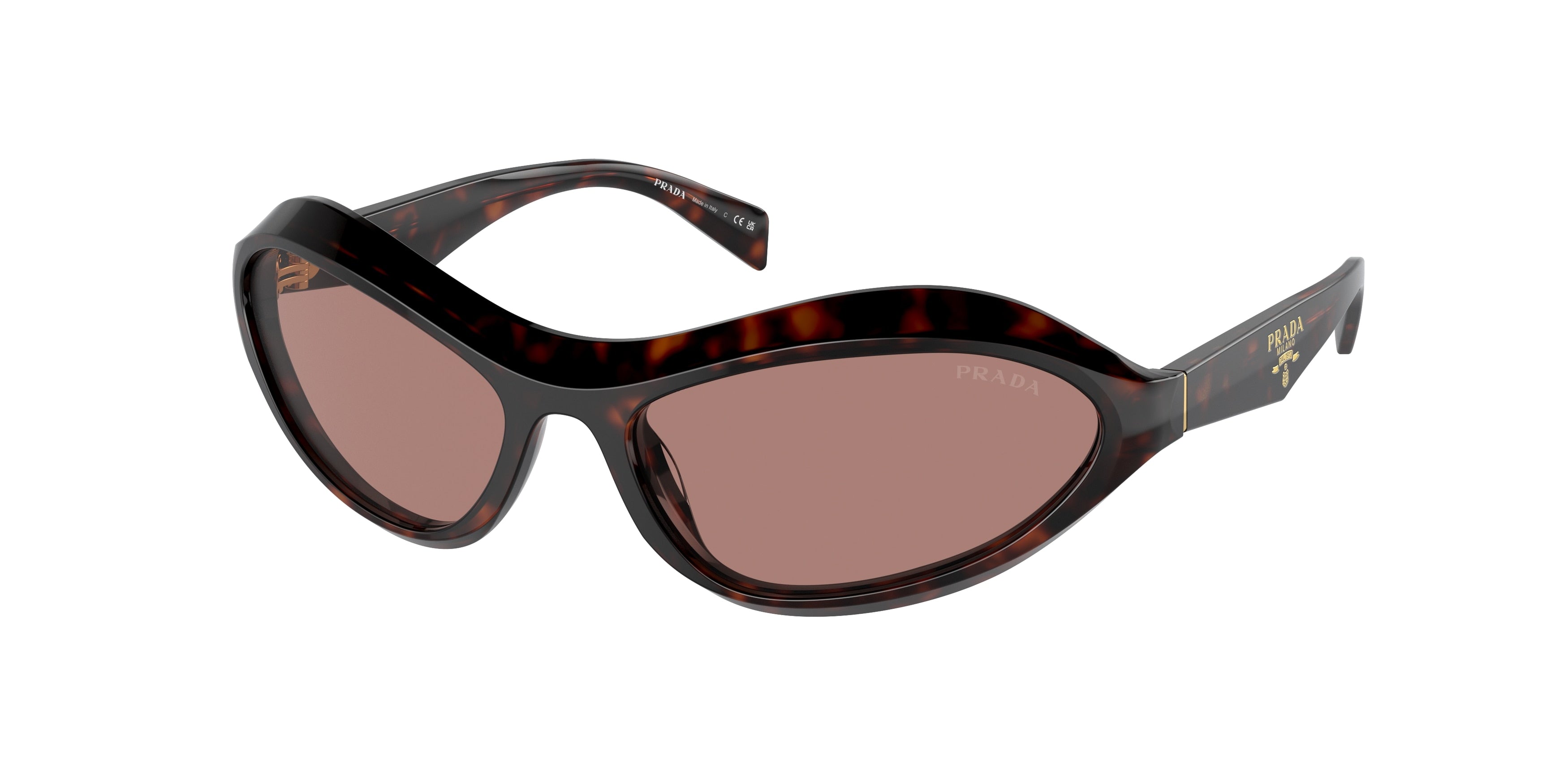 Prada PRA20S Irregular Sunglasses 17N10D-Root Tortoise 61-125-17 - Color Map Tortoise