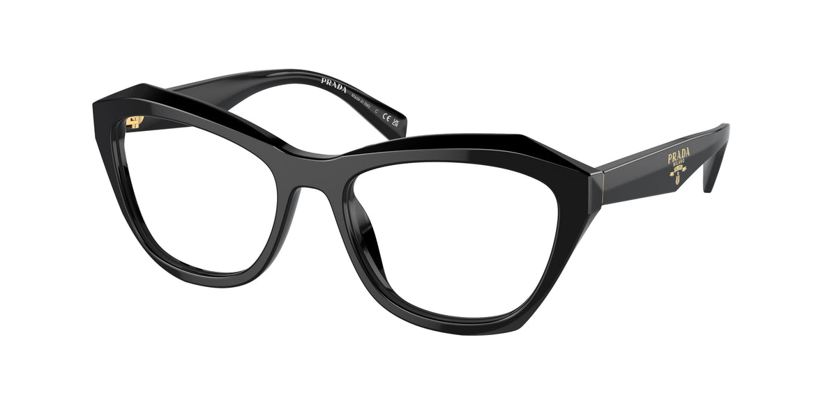 Prada PRA20V Butterfly Eyeglasses 16K1O1-Black 54-135-18 - Color Map Black