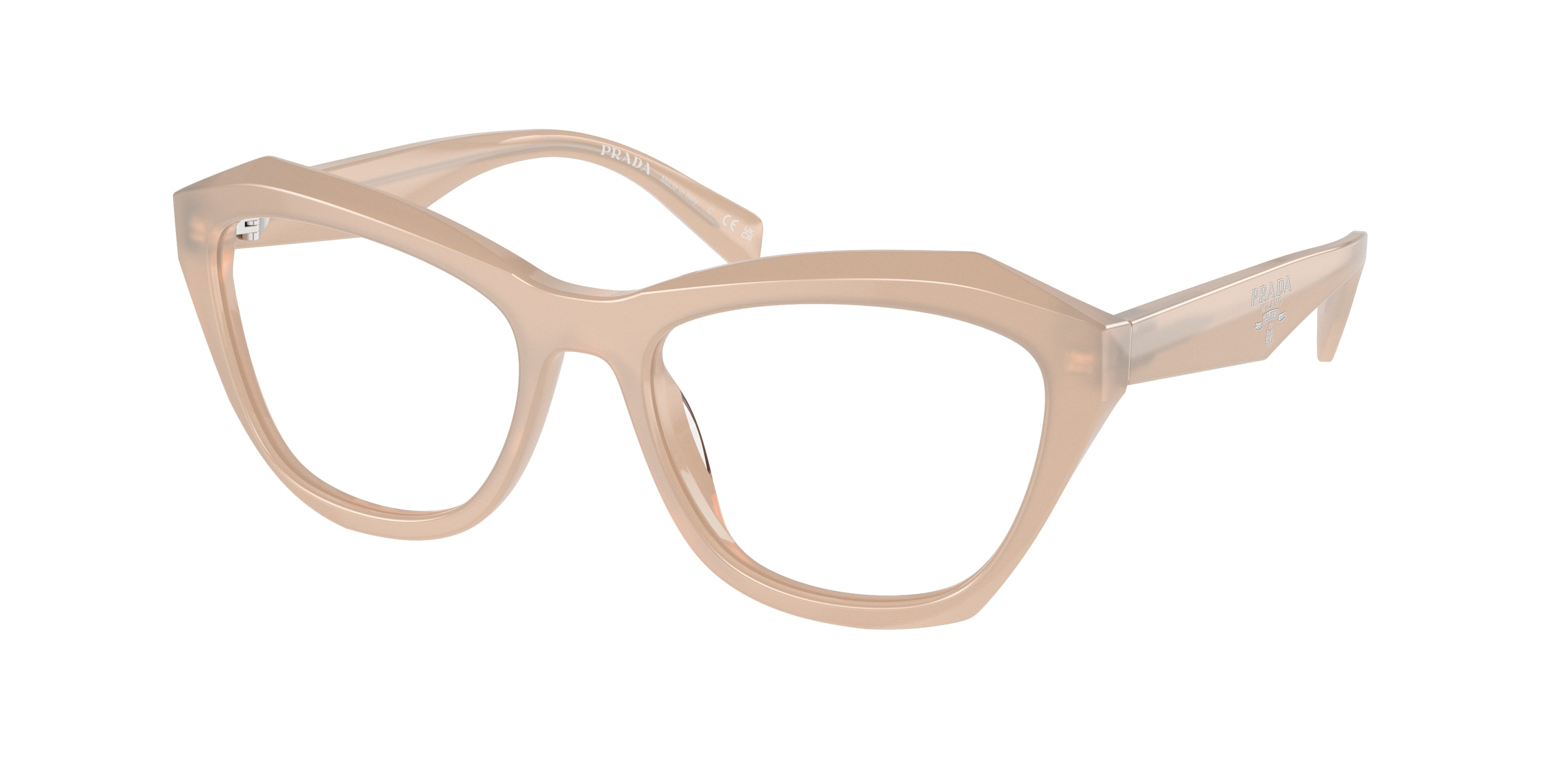 Prada PRA20V Butterfly Eyeglasses 19R1O1-Opal Natural 52-135-18 - Color Map Beige