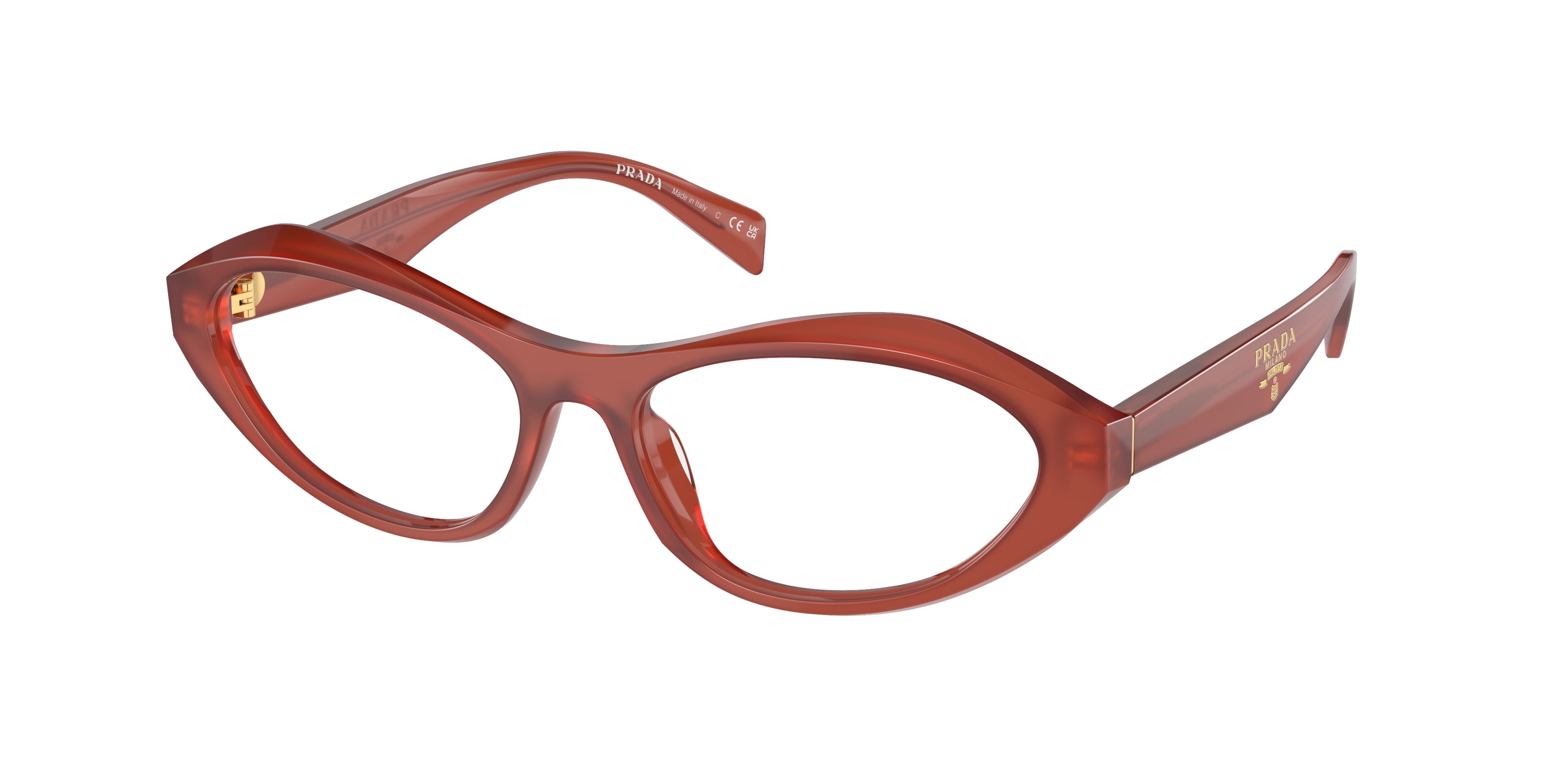 Prada PRA21V Irregular Eyeglasses 13V1O1-Opal Cornelian 55-135-16 - Color Map Red