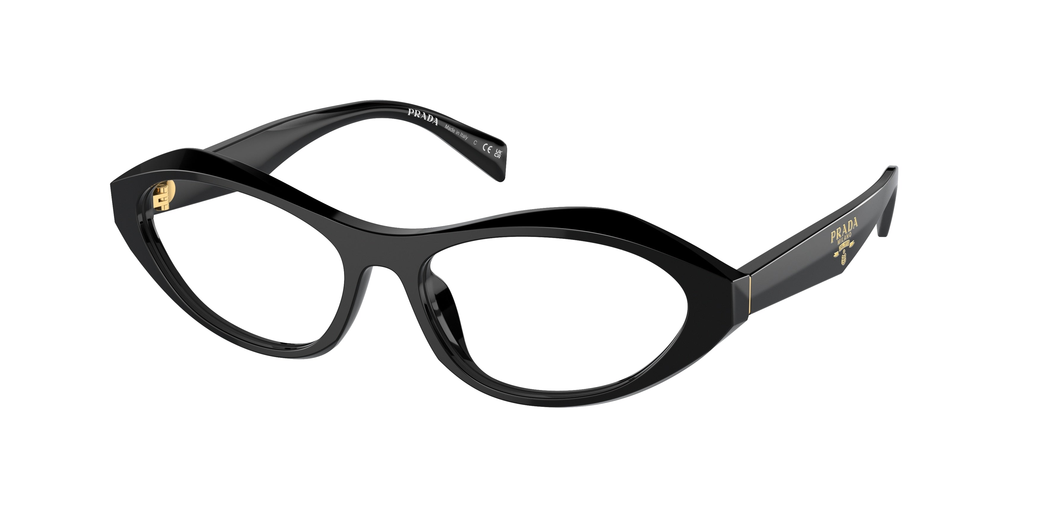 Prada PRA21V Irregular Eyeglasses 16K1O1-Black 53-135-16 - Color Map Black