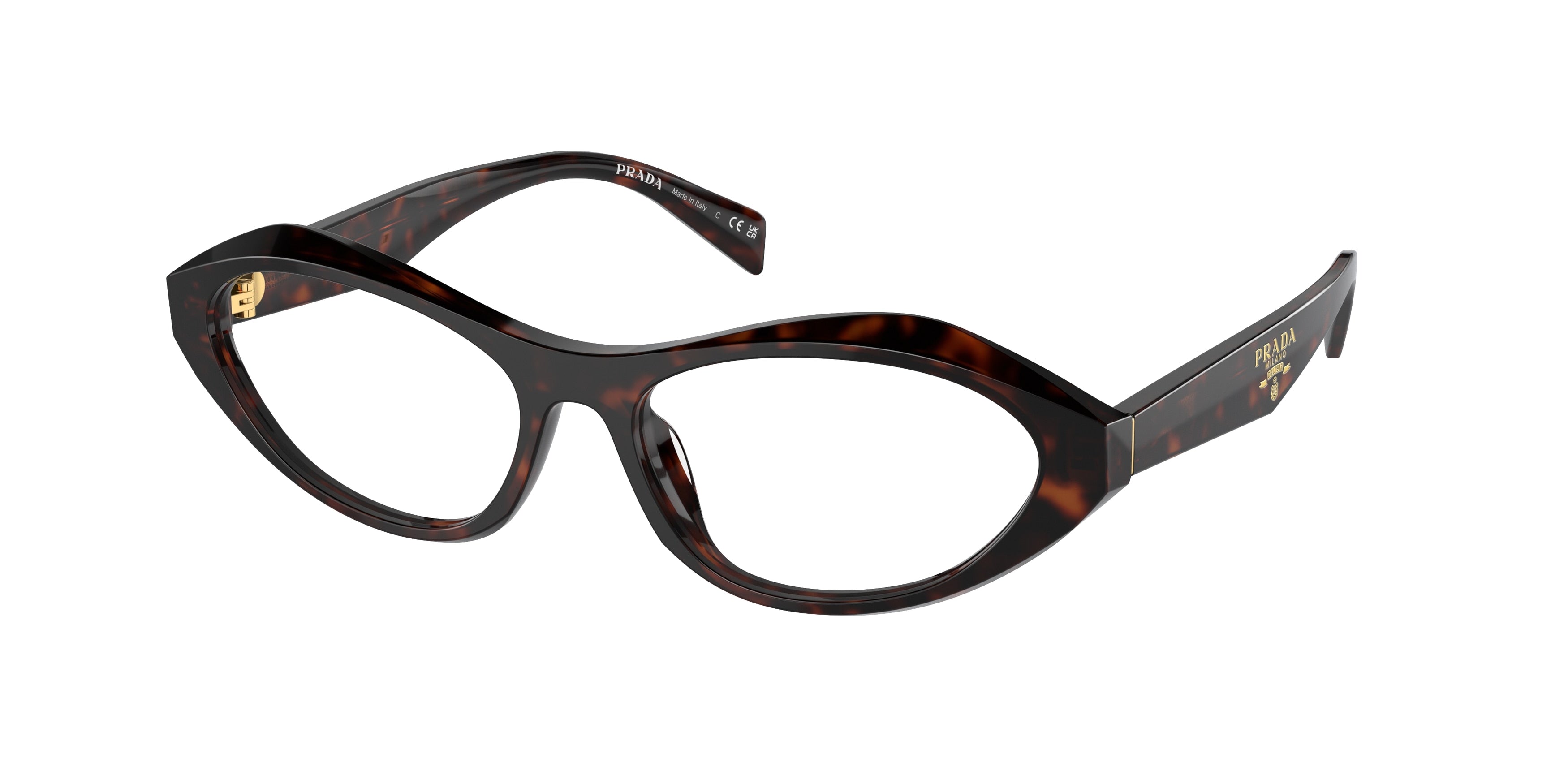 Prada PRA21V Irregular Eyeglasses 17N1O1-Root Tortoise 55-135-16 - Color Map Tortoise