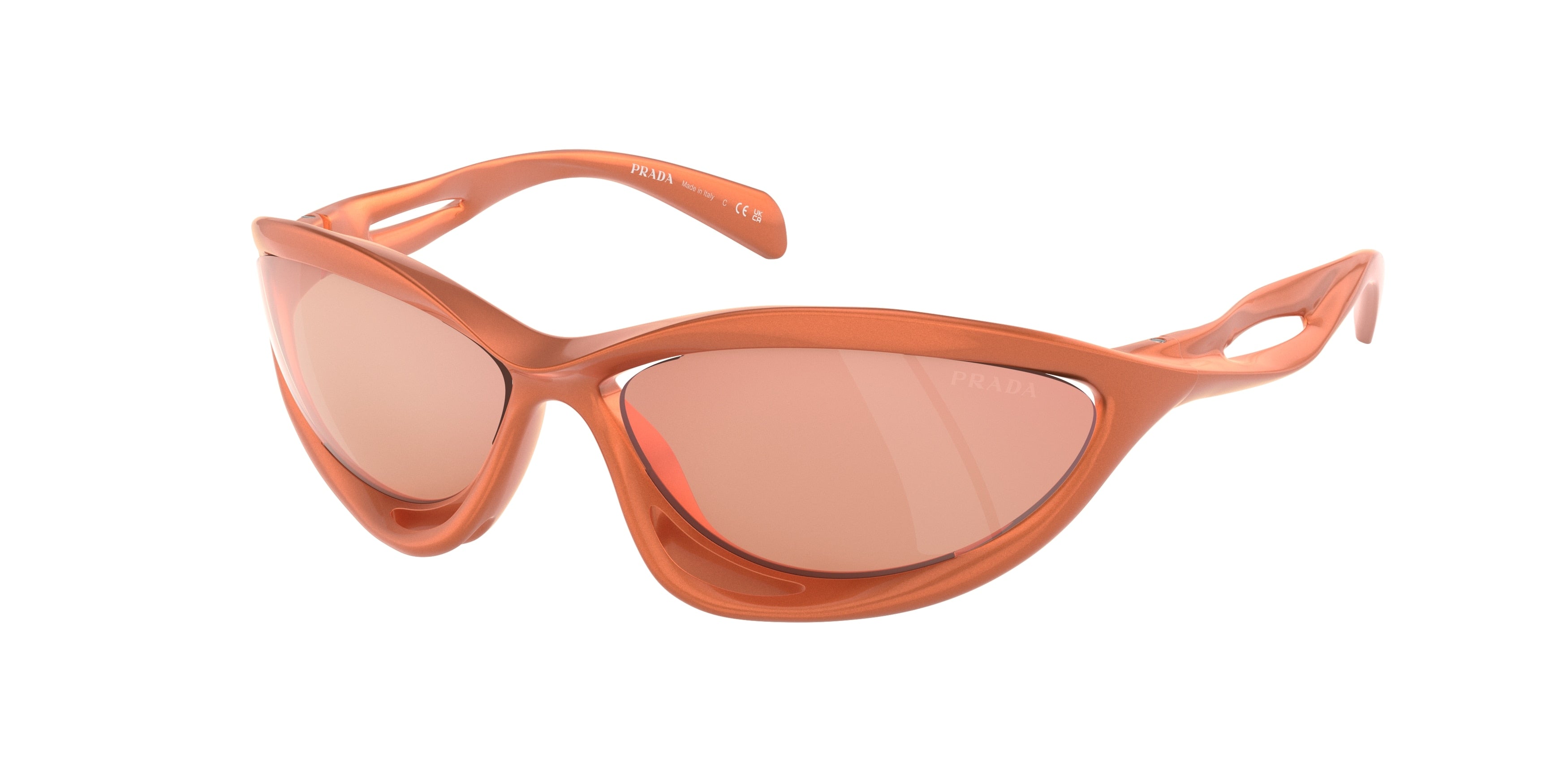 Prada PRA23S Cat Eye Sunglasses 15V50H-Metallized Orange 60-130-17 - Color Map Orange