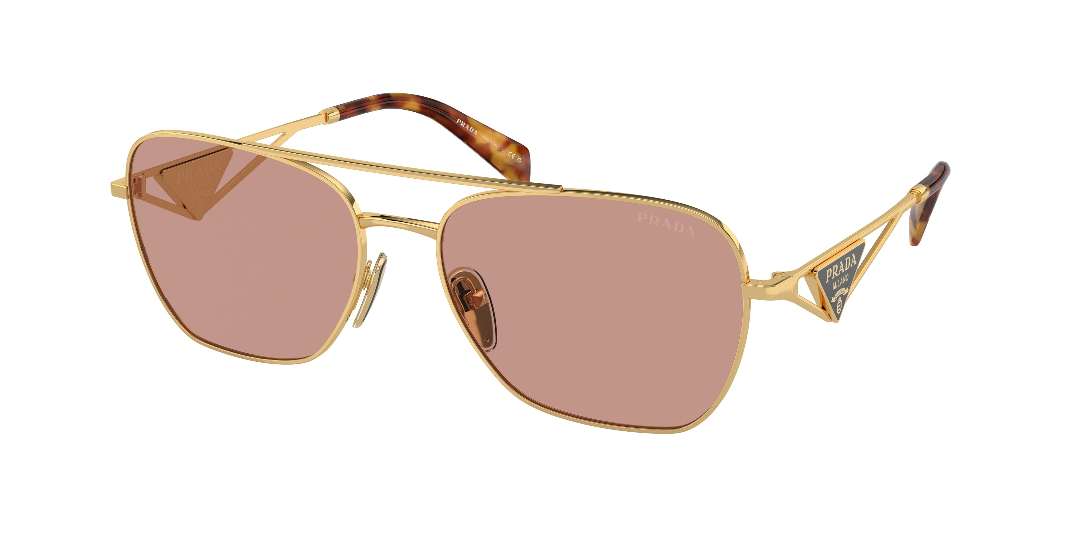 Prada PRA50S Pillow Sunglasses 5AK08M-Gold 59-140-17 - Color Map Gold