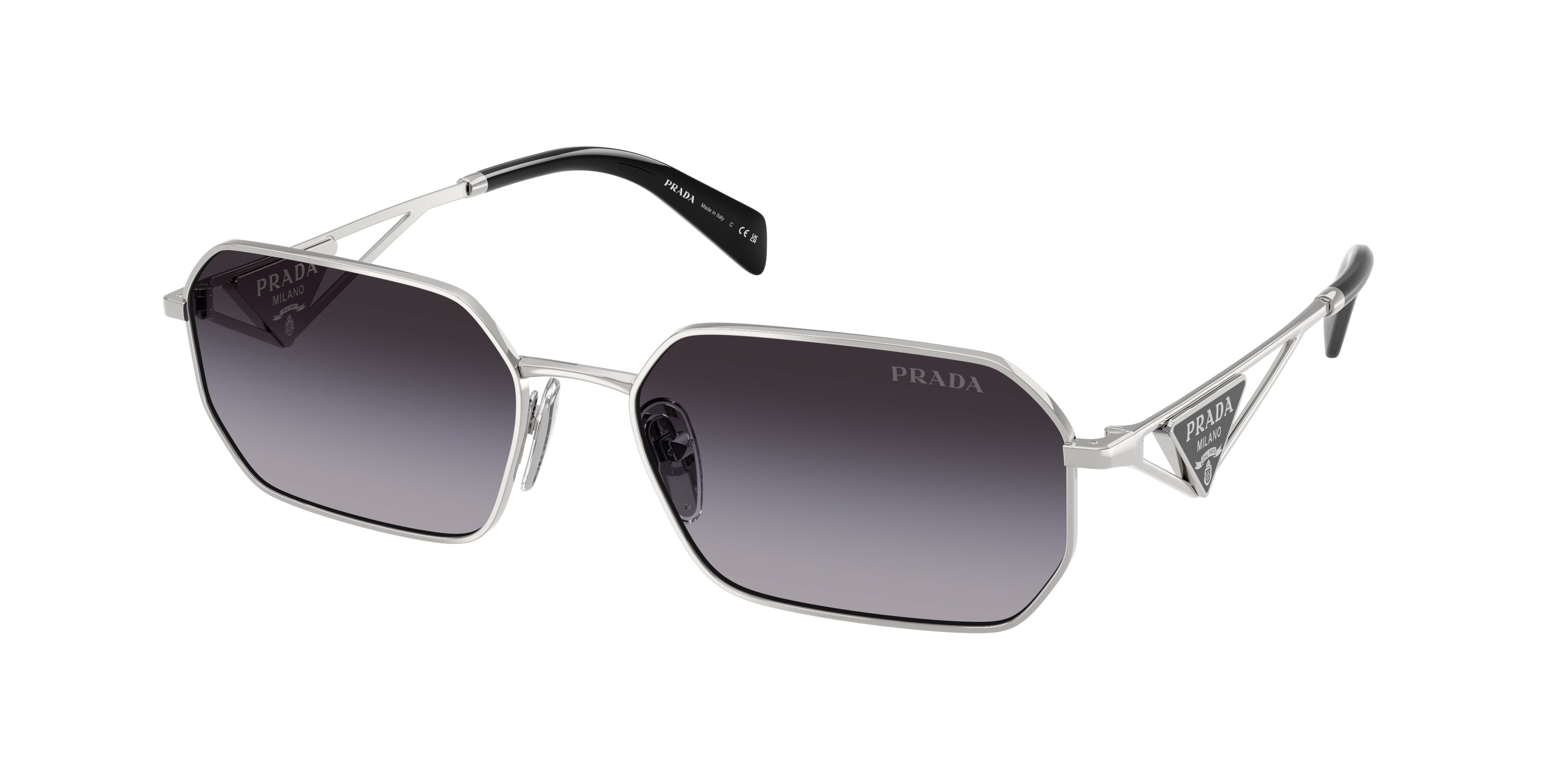 Prada PRA51S Irregular Sunglasses 1BC90A-Silver 58-140-17 - Color Map Silver