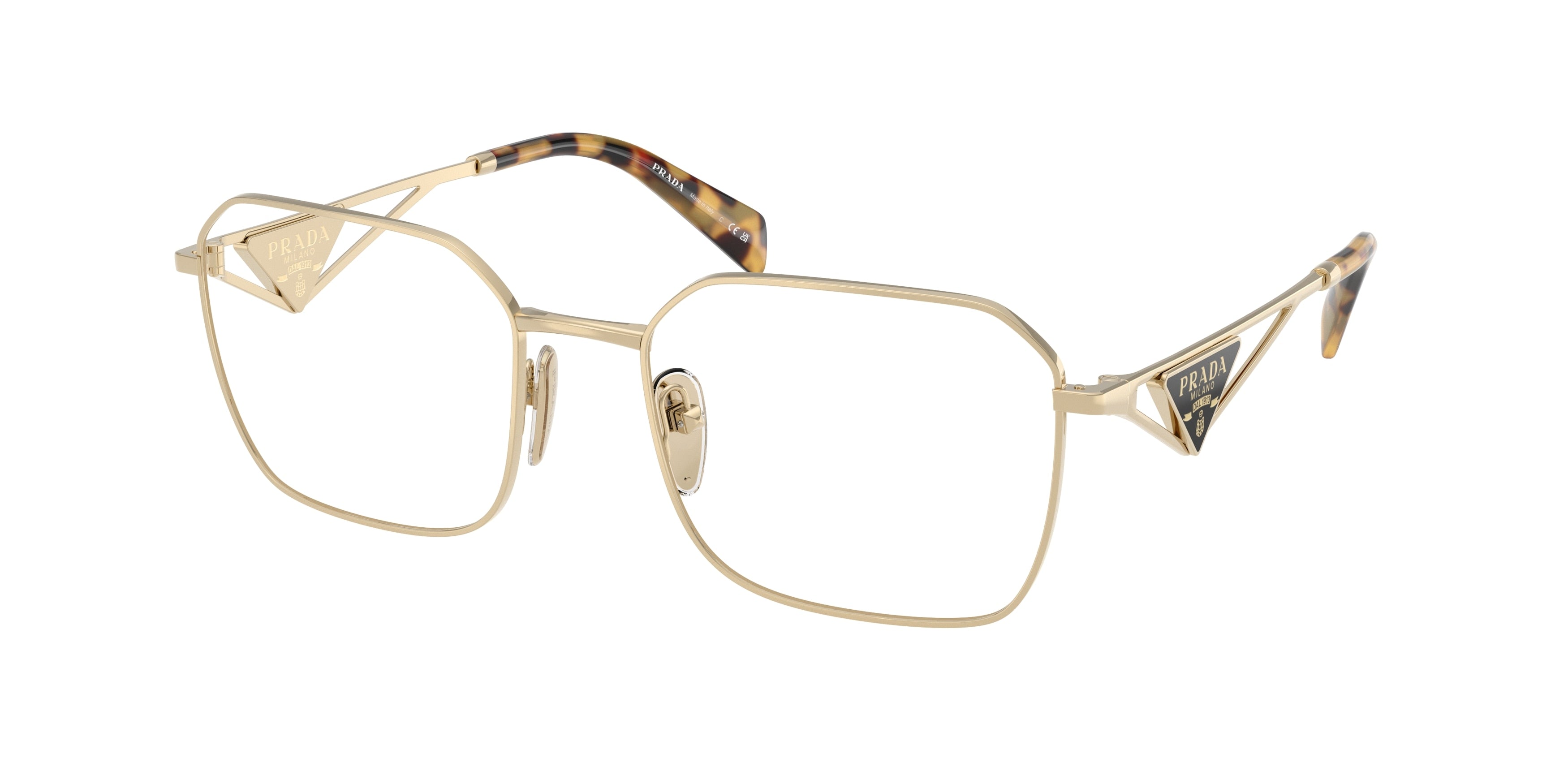 Prada PRA51V Irregular Eyeglasses 14N1O1-Pale Gold 55-140-19 - Color Map Gold