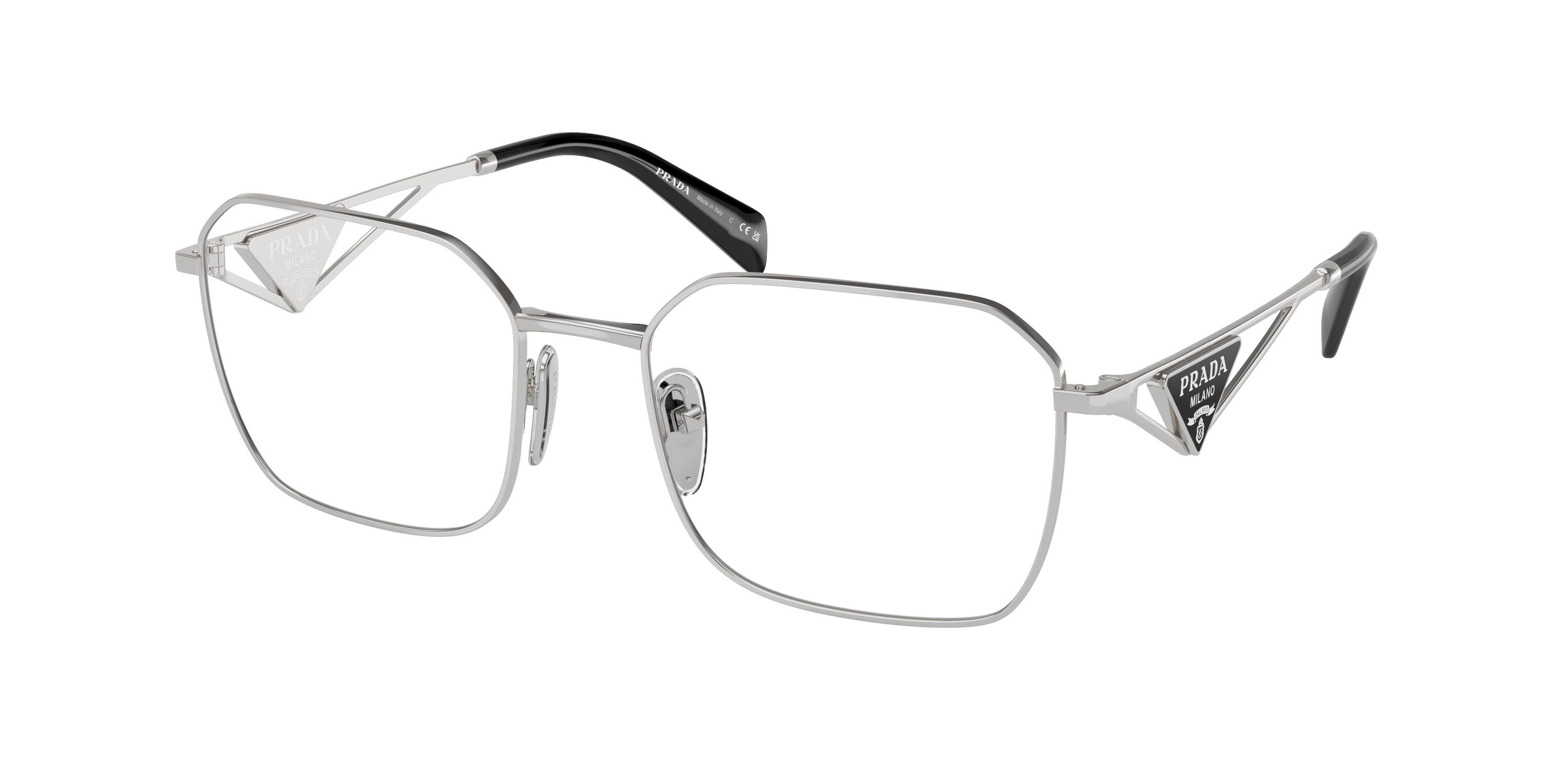 Prada PRA51V Irregular Eyeglasses 1BC1O1-Silver 55-140-19 - Color Map Silver