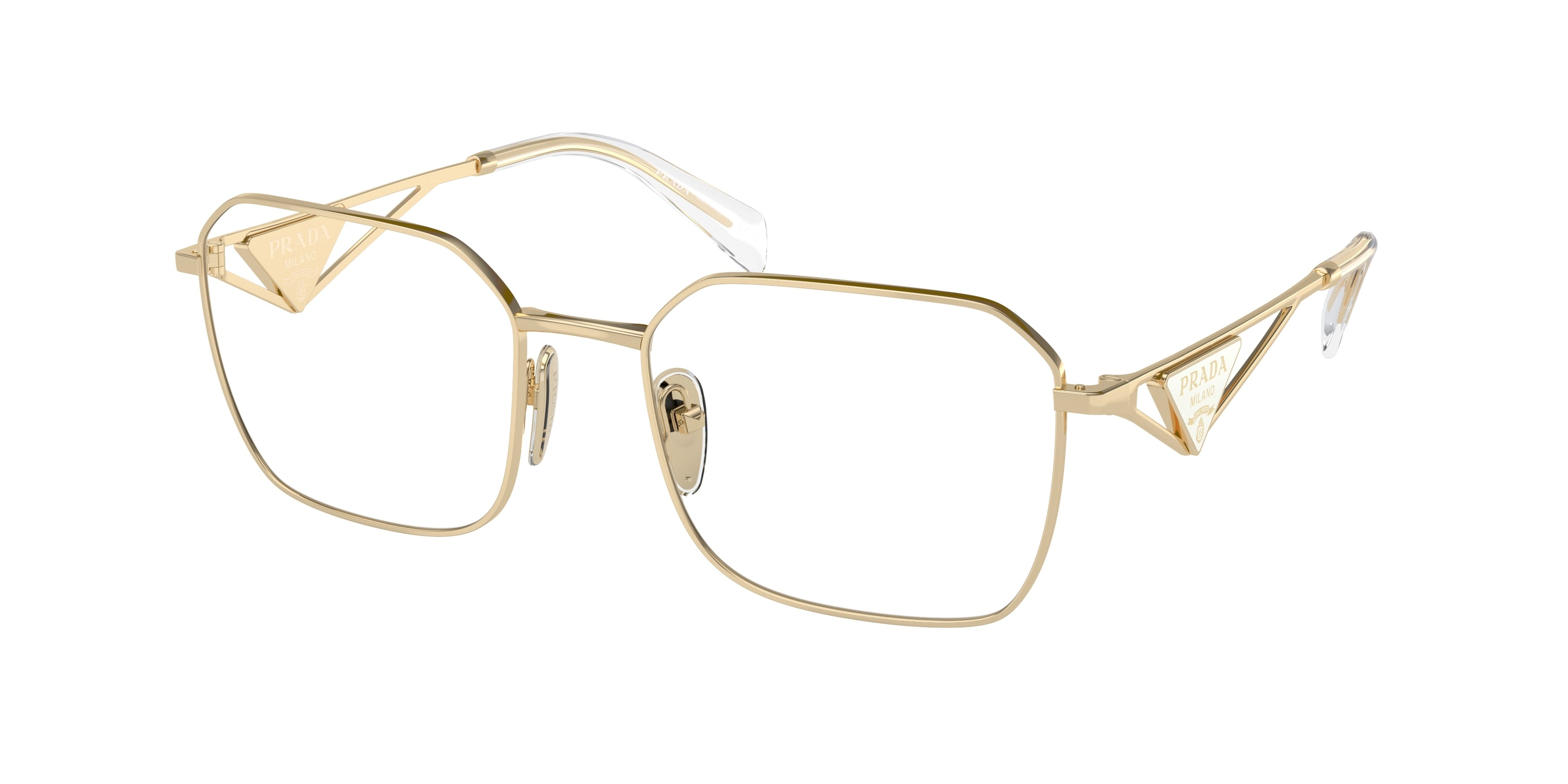 Prada PRA51V Irregular Eyeglasses ZVN1O1-Pale Gold 55-140-19 - Color Map Gold