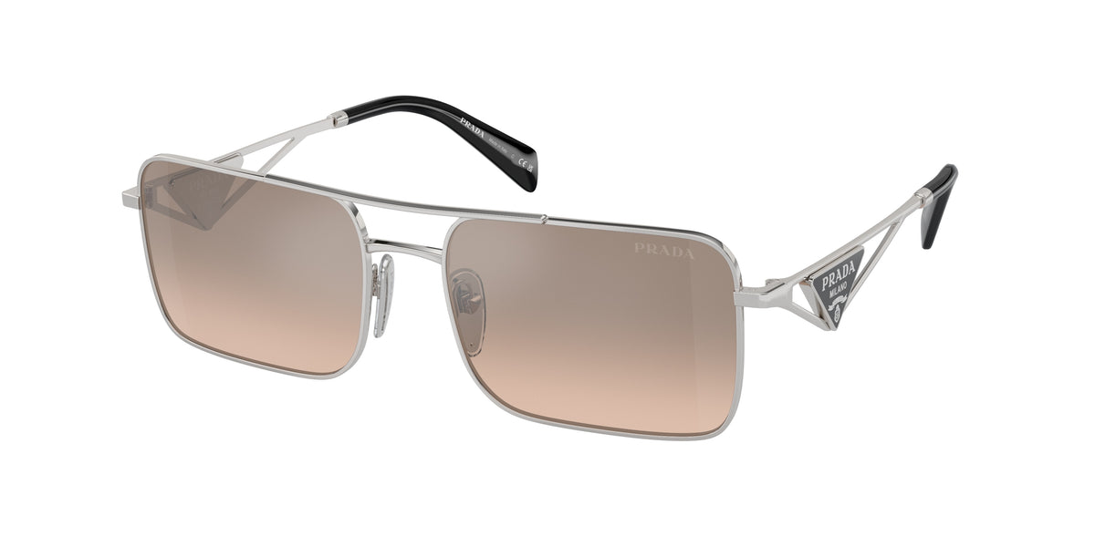 Prada PRA52S Rectangle Sunglasses 1BC8J1-Silver 56-140-17 - Color Map Silver