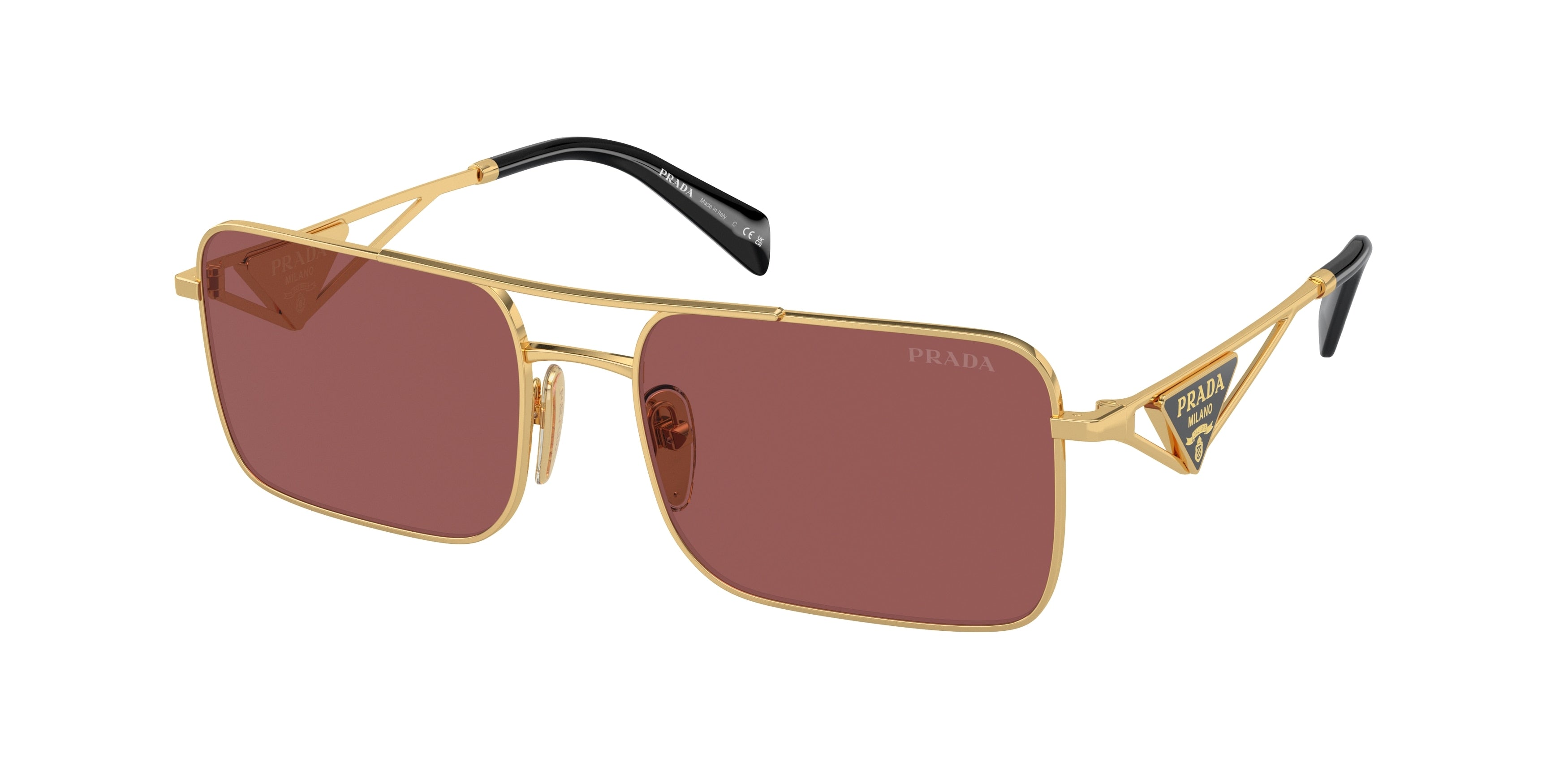 Prada PRA52S Rectangle Sunglasses 5AK08S-Gold 56-140-17 - Color Map Gold