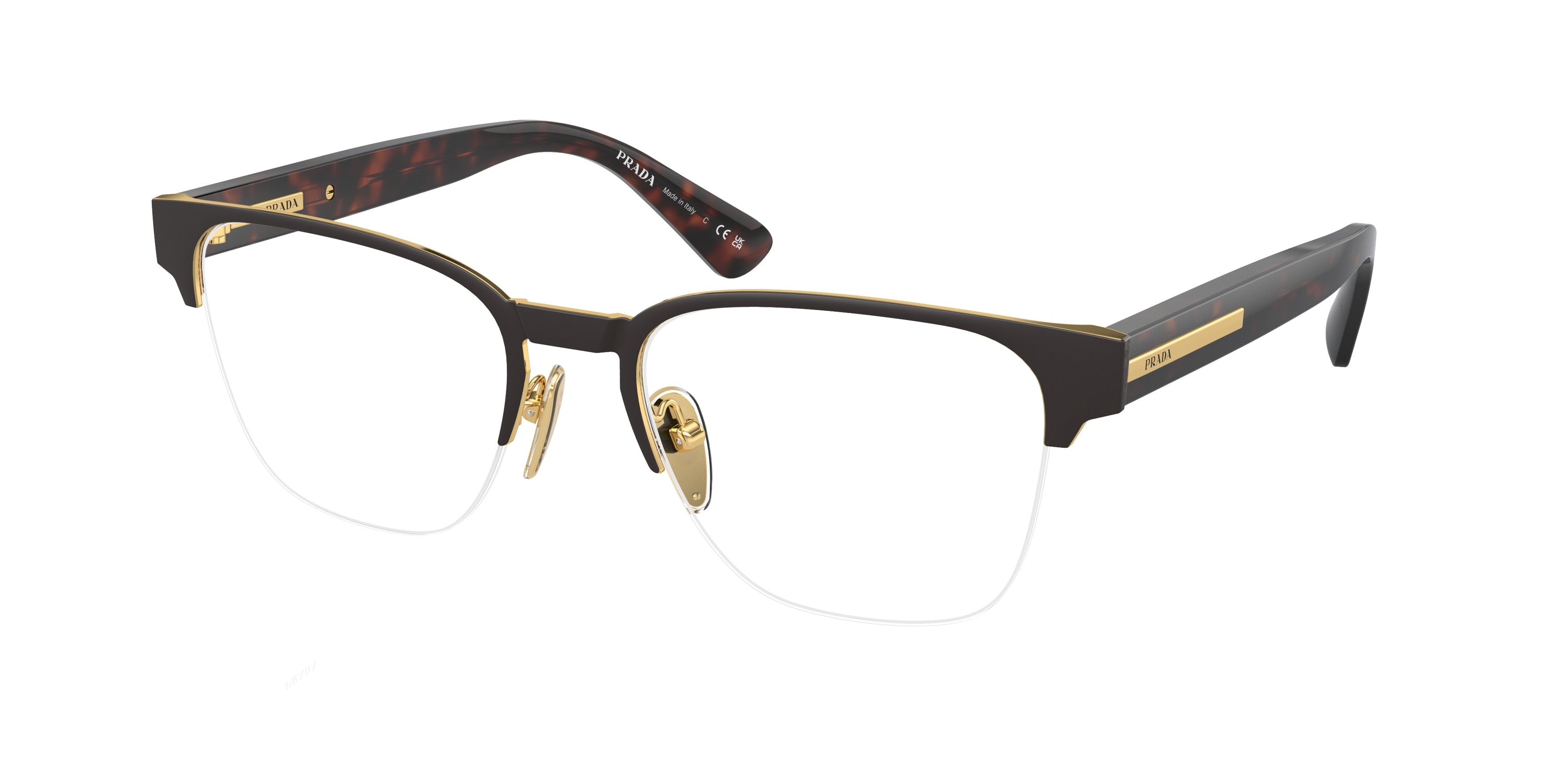 Prada PRA52V Pillow Eyeglasses 01U1O1-Matte Brown 54-145-19 - Color Map Brown