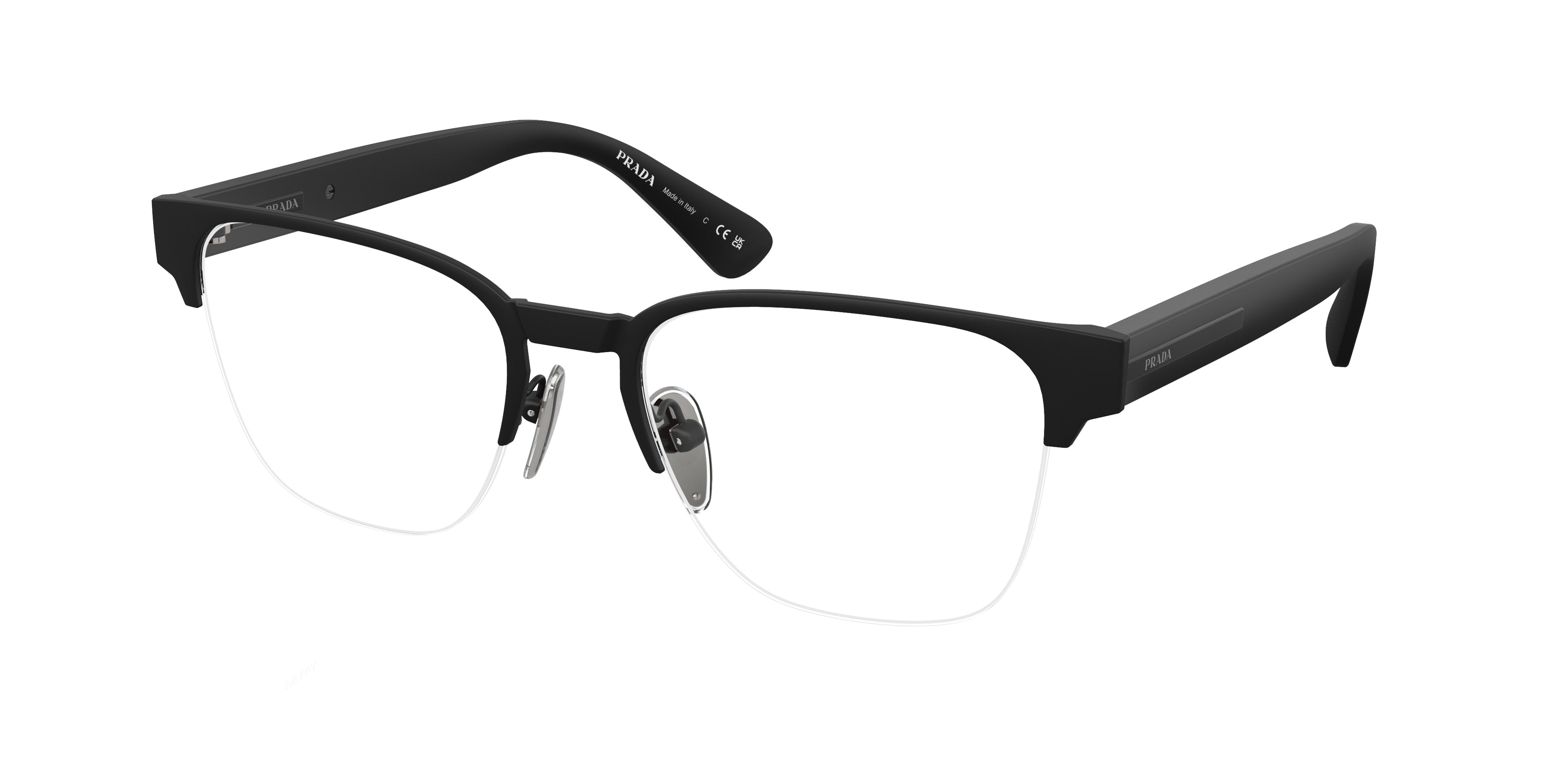 Prada PRA52V Pillow Eyeglasses 1BO1O1-Matte Black 54-145-19 - Color Map Black