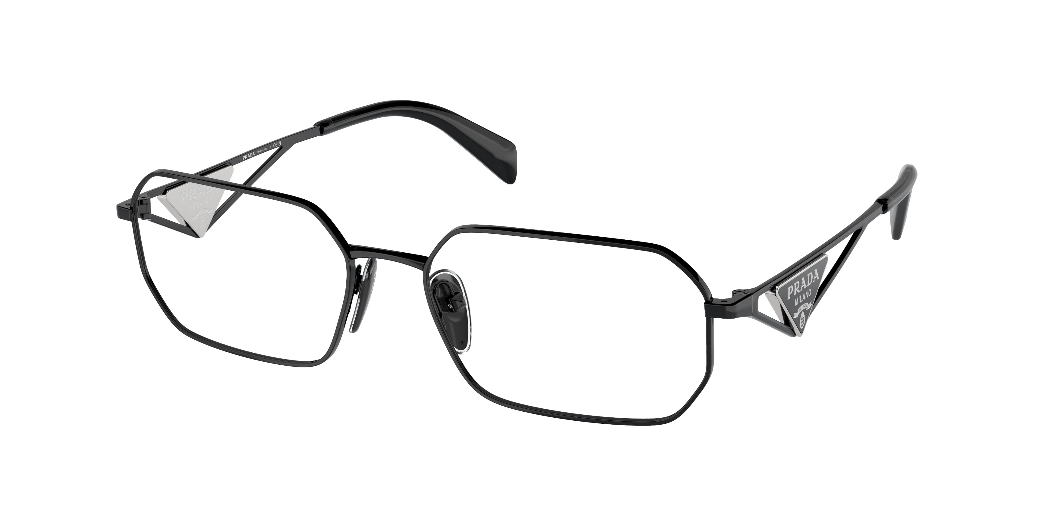Prada PRA53V Irregular Eyeglasses 1AB1O1-Black 56-140-17 - Color Map Black