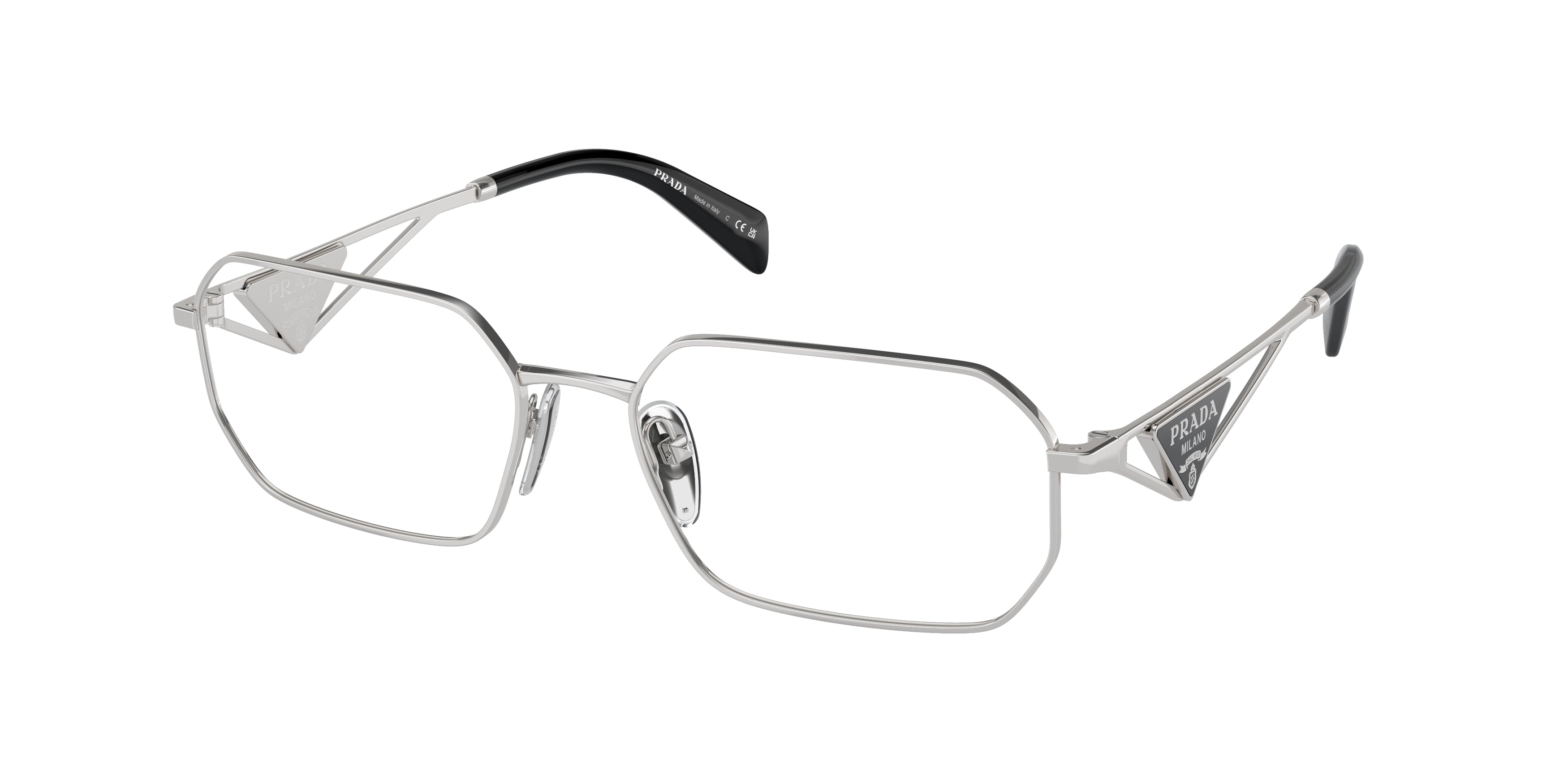 Prada PRA53V Irregular Eyeglasses 1BC1O1-Silver 56-140-17 - Color Map Silver