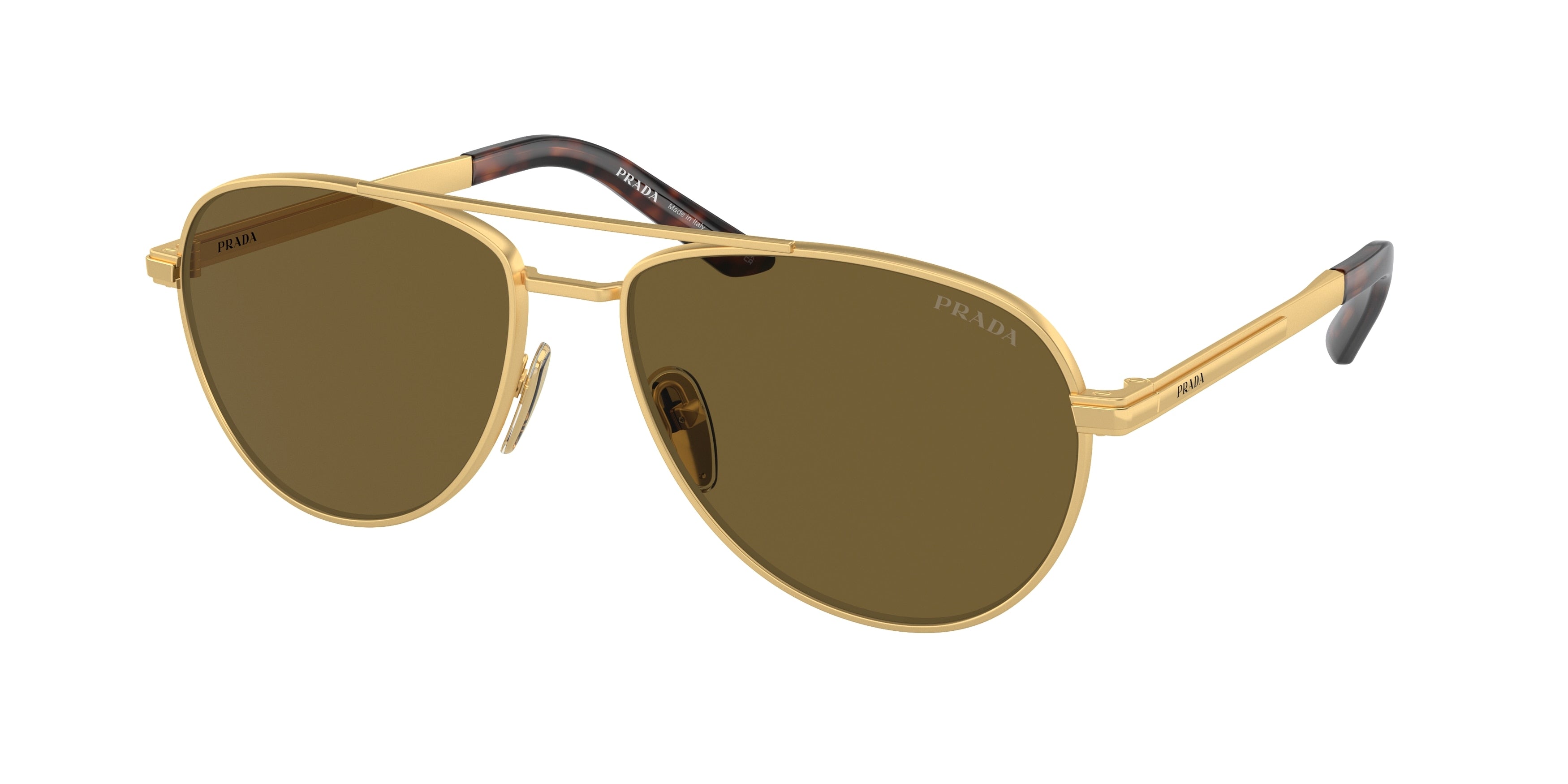 Prada PRA54S Pilot Sunglasses for Men — Polarized, Free Shipping - 60-145-16 / 1BK01T-Matte Gold