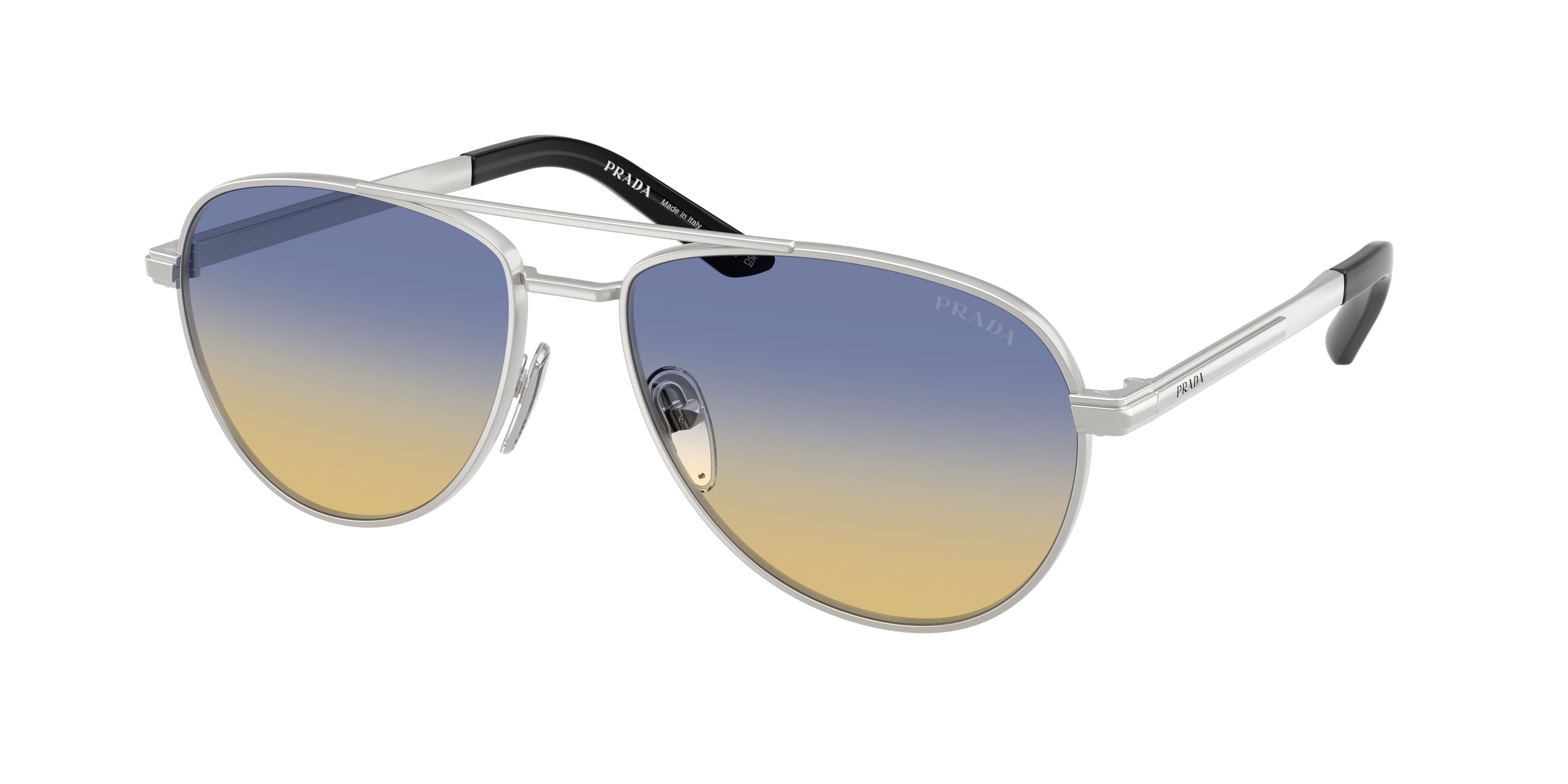 Prada PRA54S Pilot Sunglasses 27506Z-Matte Silver 60-145-16 - Color Map Silver