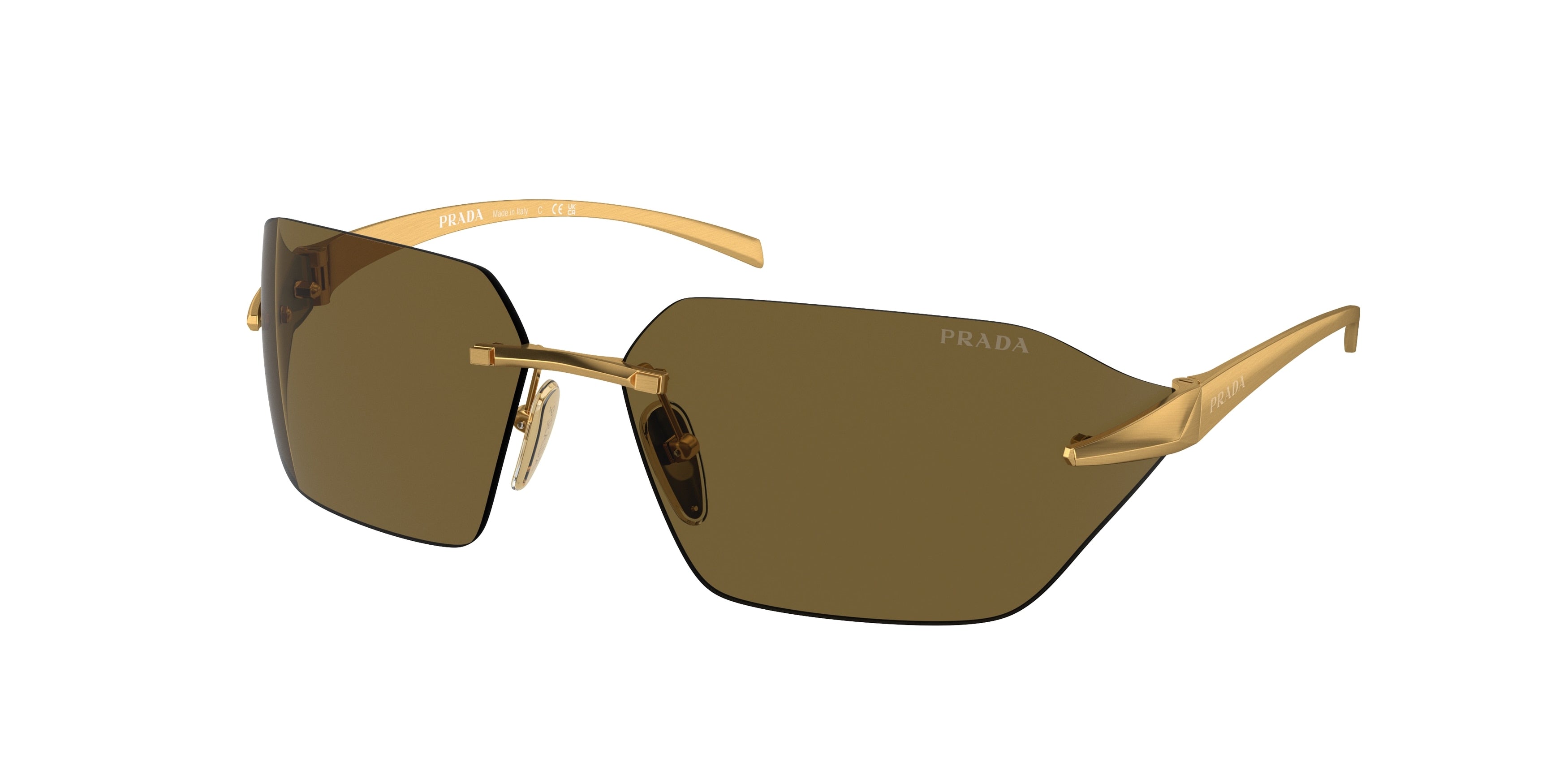 Prada PRA55S Irregular Sunglasses  15N01T-Satin Yellow Gold 71-115-14 - Color Map Gold