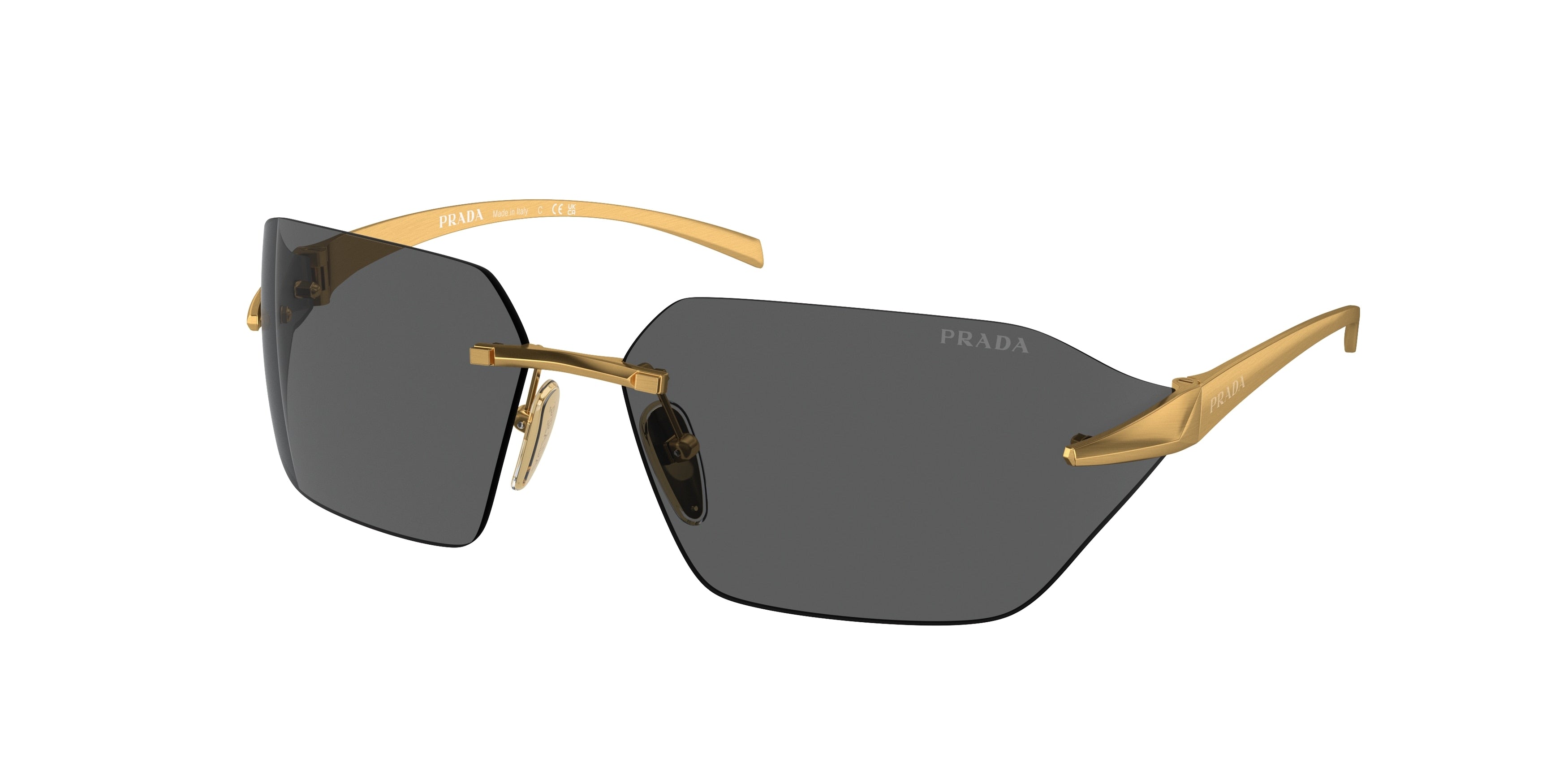 Prada PRA55S Irregular Sunglasses 15N5S0-Satin Yellow Gold 71-115-14 - Color Map Gold