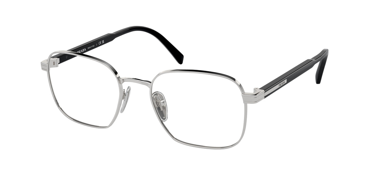 Prada PRA55V Rectangle Eyeglasses 1BC1O1-Silver 53-145-19 - Color Map Silver
