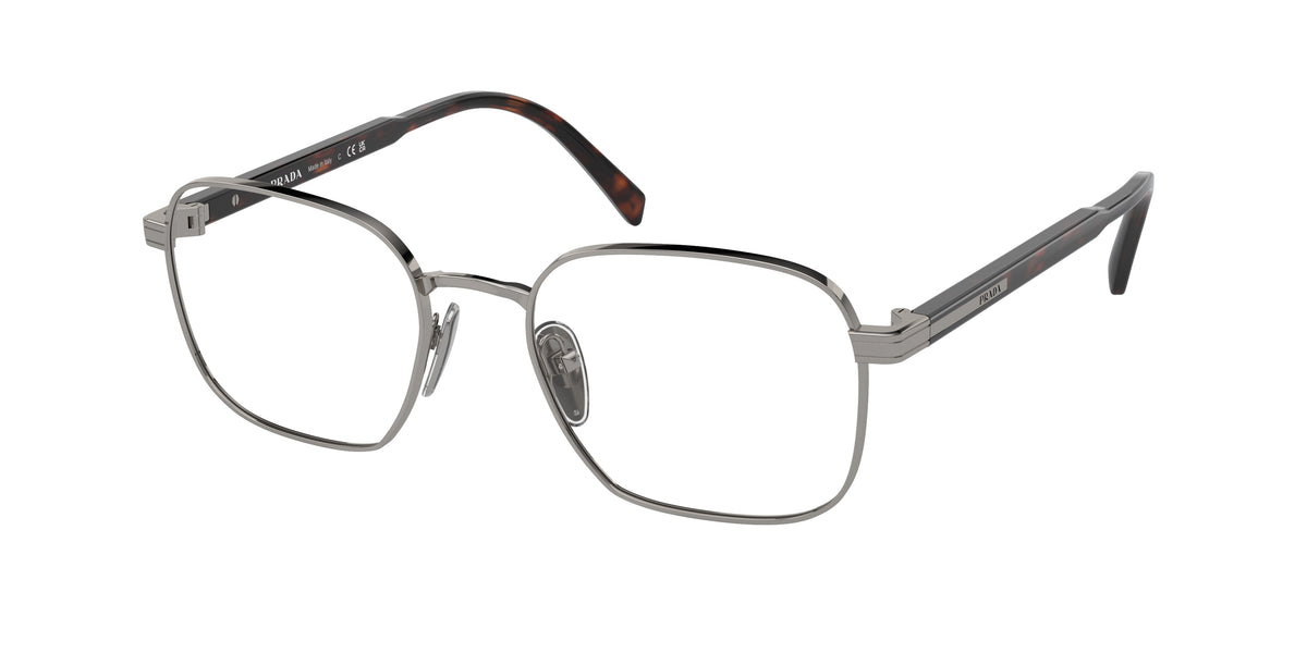 Prada PRA55V Rectangle Eyeglasses 5AV1O1-Gunmetal 53-145-19 - Color Map Grey