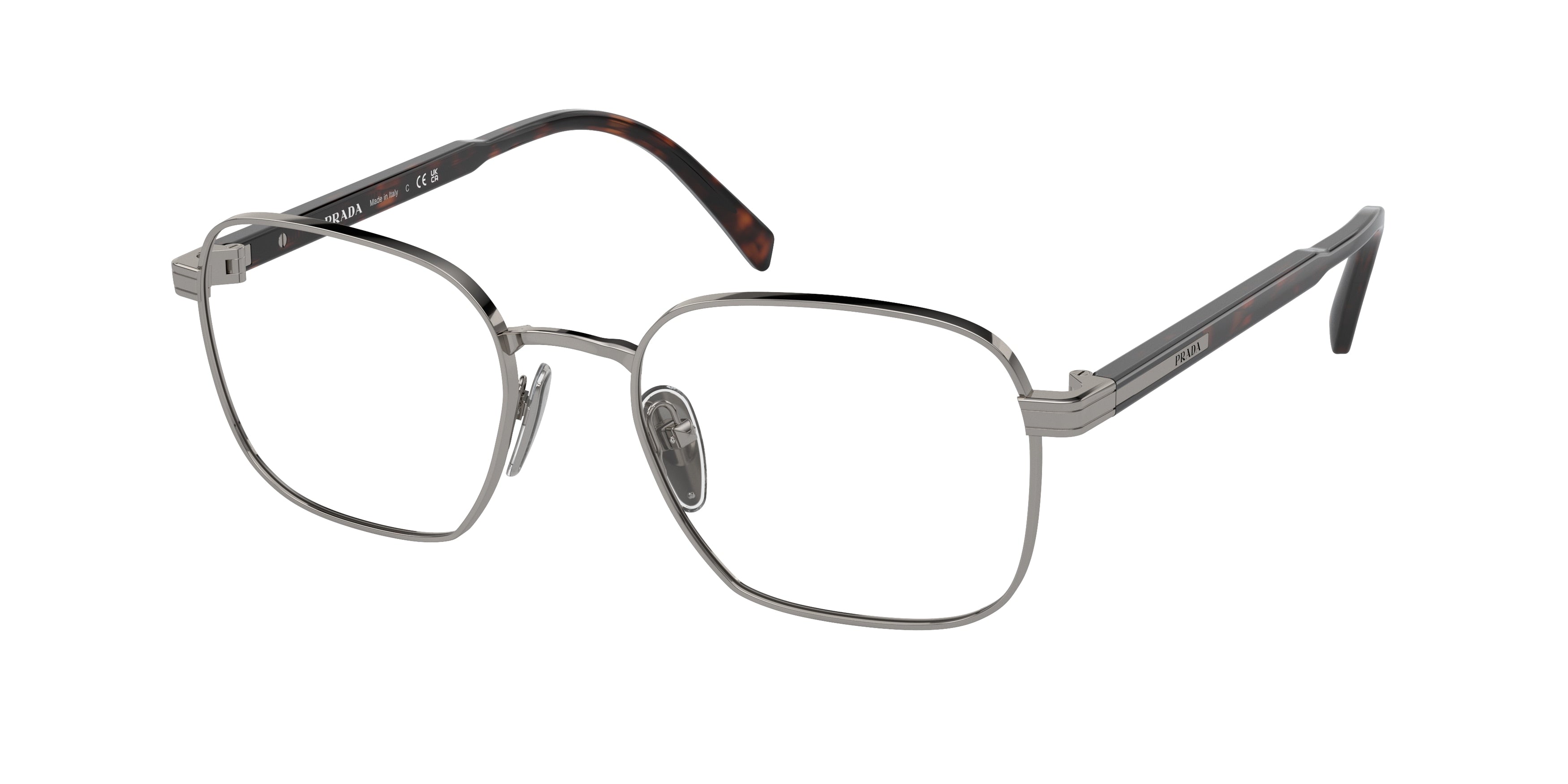 Prada PRA55V Rectangle Eyeglasses 5AV1O1-Gunmetal 53-145-19 - Color Map Grey