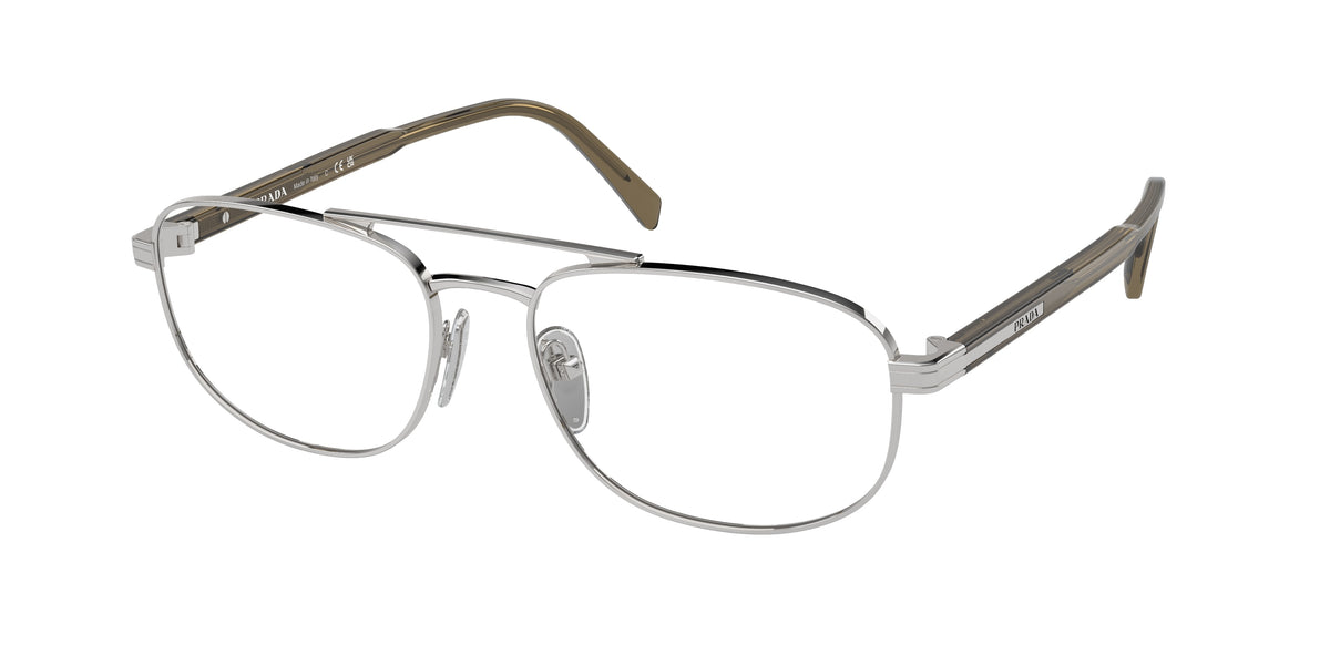 Prada PRA56V Oval Eyeglasses 11U1O1-Silver 57-145-17 - Color Map Silver