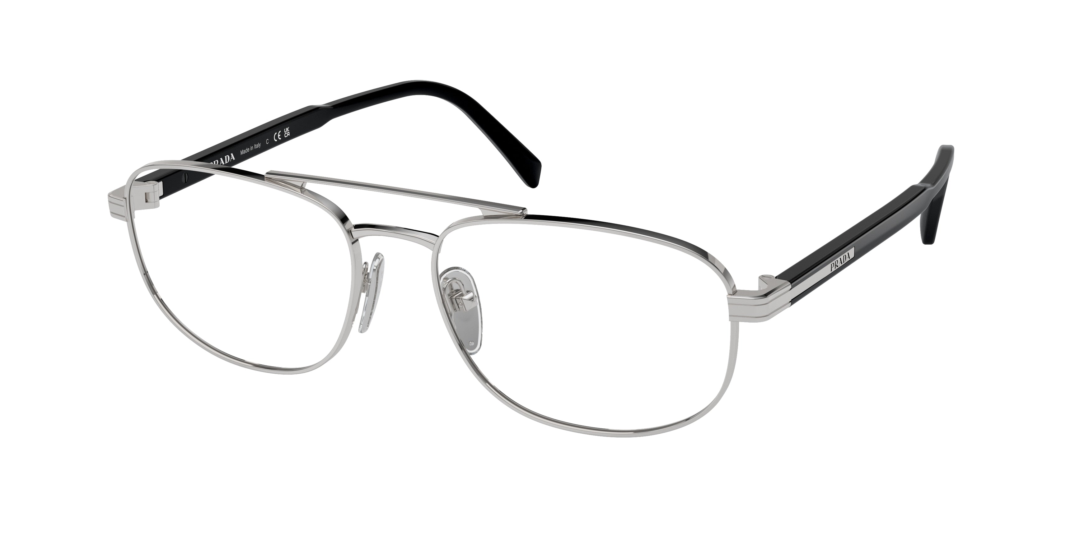 Prada PRA56V Oval Eyeglasses 1BC1O1-Silver 57-145-17 - Color Map Silver