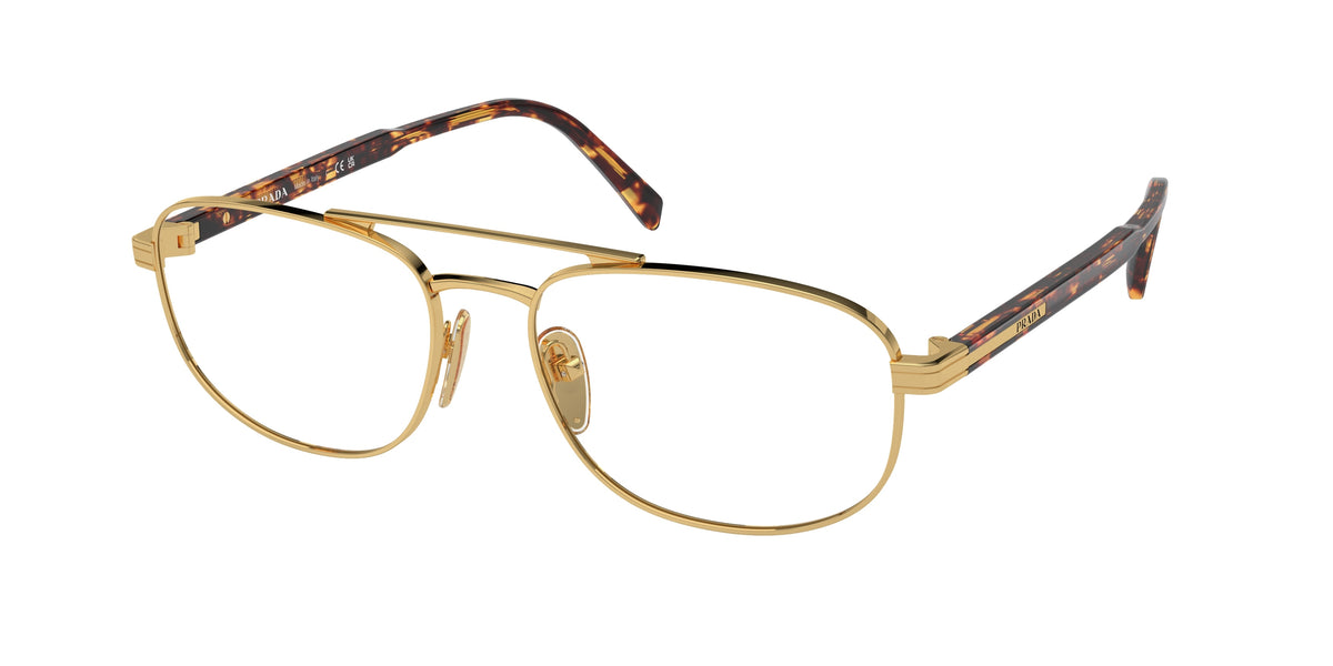 Prada PRA56V Oval Eyeglasses 5AK1O1-Gold 57-145-17 - Color Map Gold