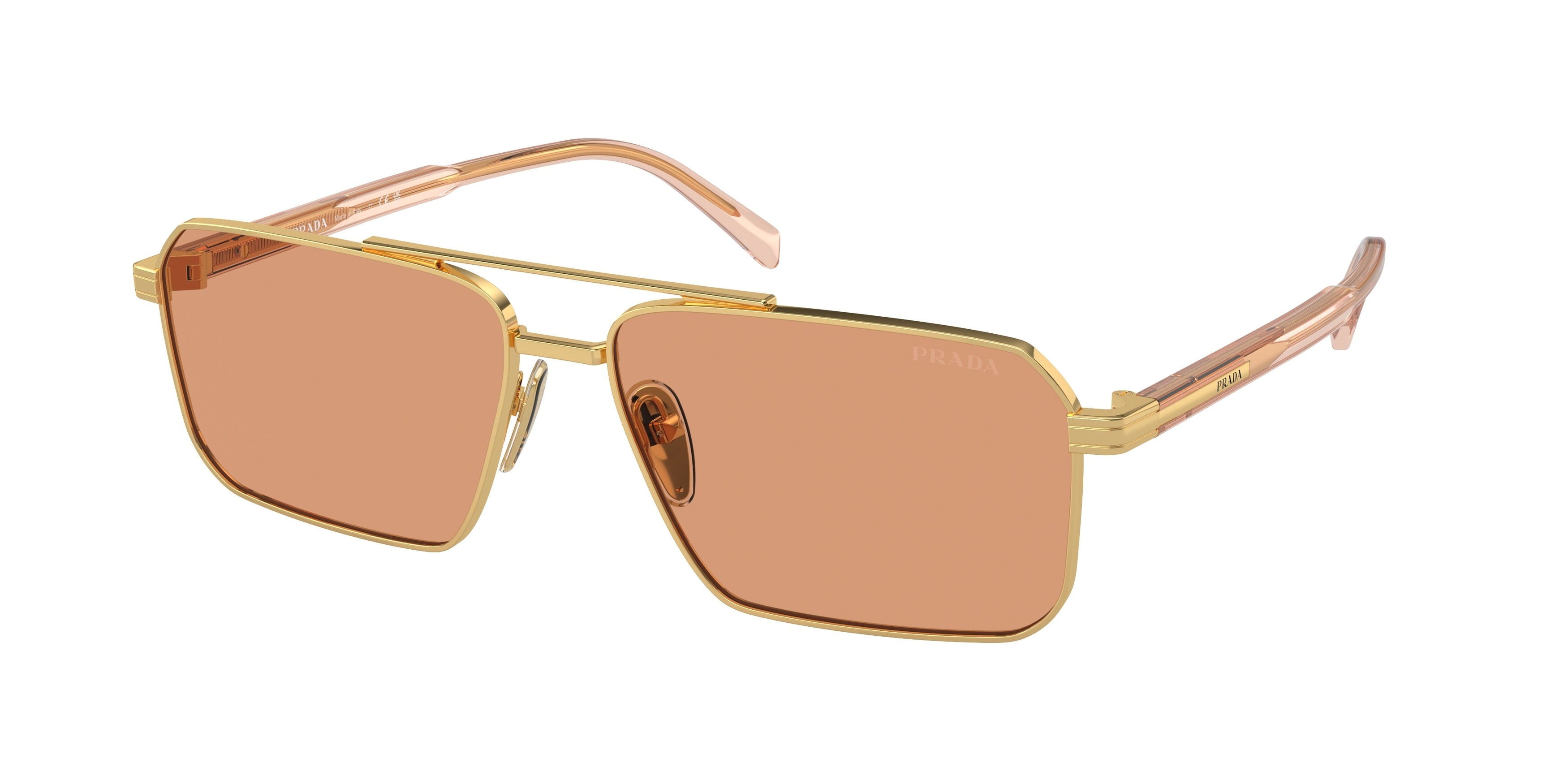 Prada PRA57S Rectangle Sunglasses 5AK07V-Gold 61-145-15 - Color Map Gold