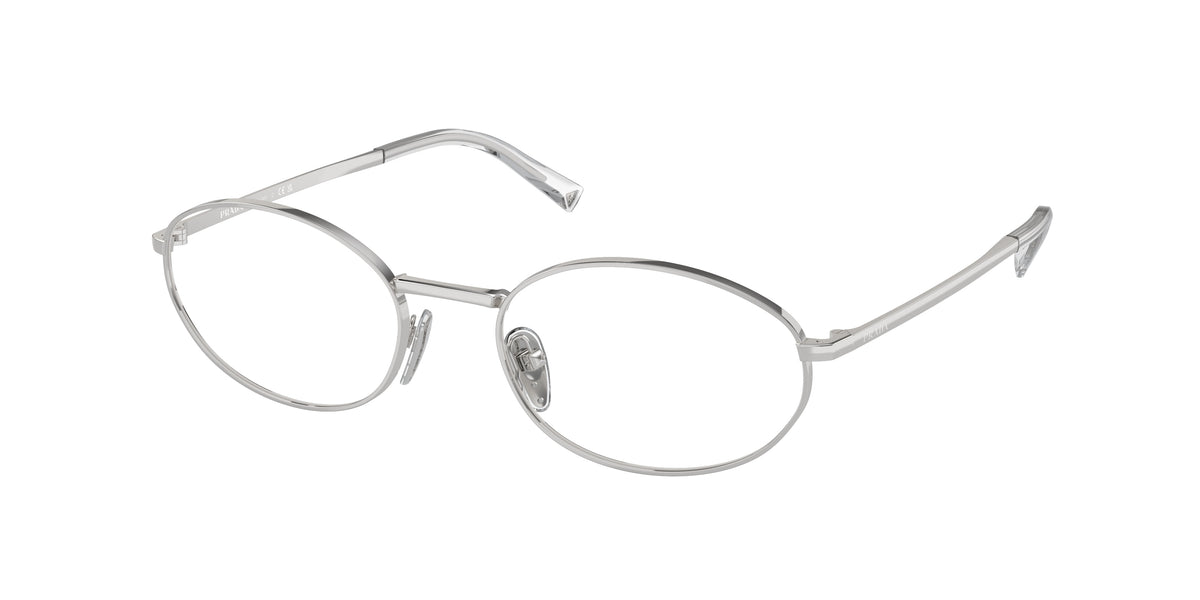 Prada PRA57V Oval Eyeglasses 1BC1O1-Silver 54-135-19 - Color Map Silver