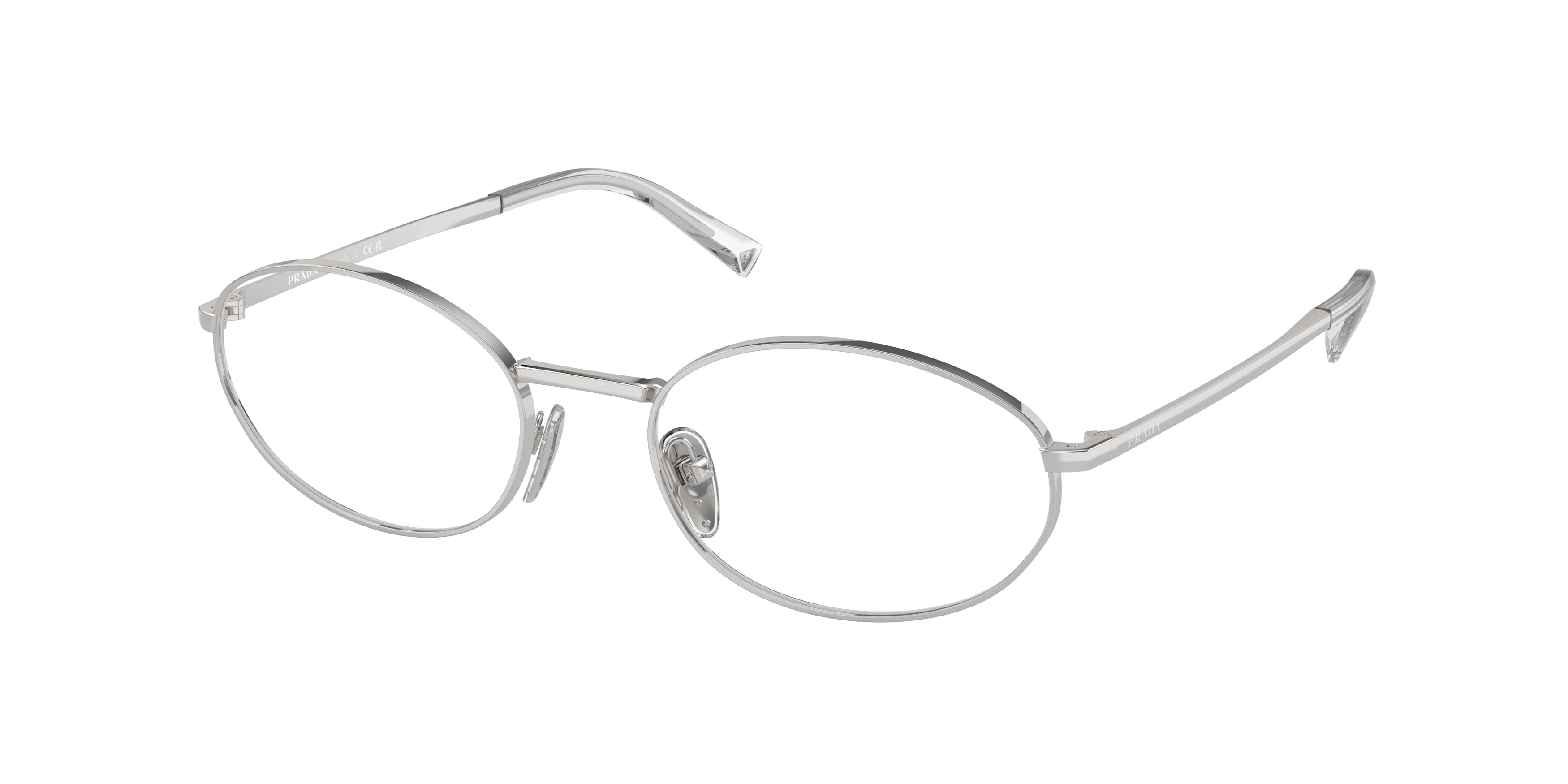 Prada PRA57V Oval Eyeglasses  1BC1O1-Silver 54-135-19 - Color Map Silver