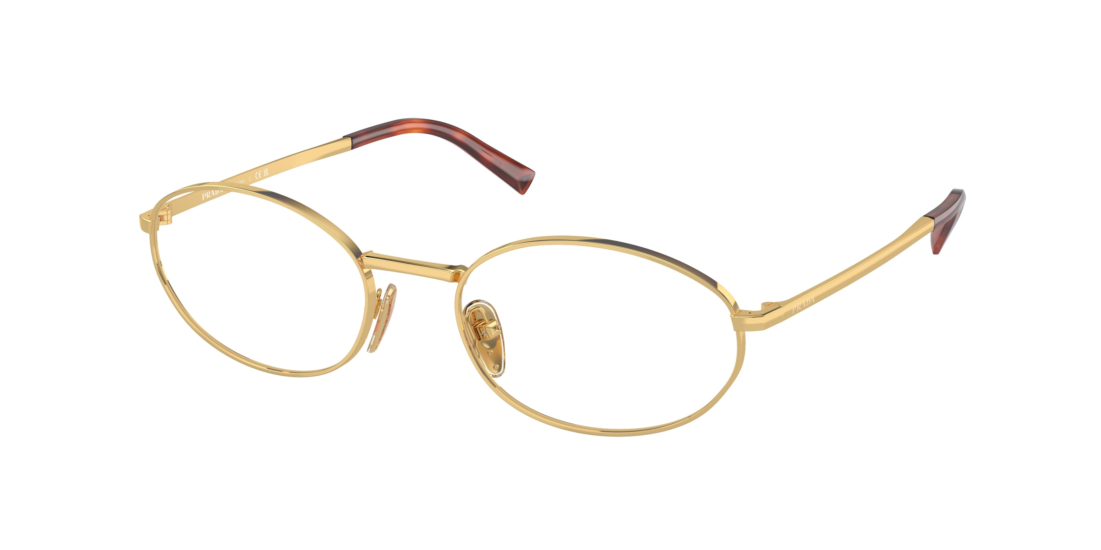 Prada PRA57V Oval Eyeglasses for Women — Free Shipping - 52-135-19 / 5AK1O1-Gold