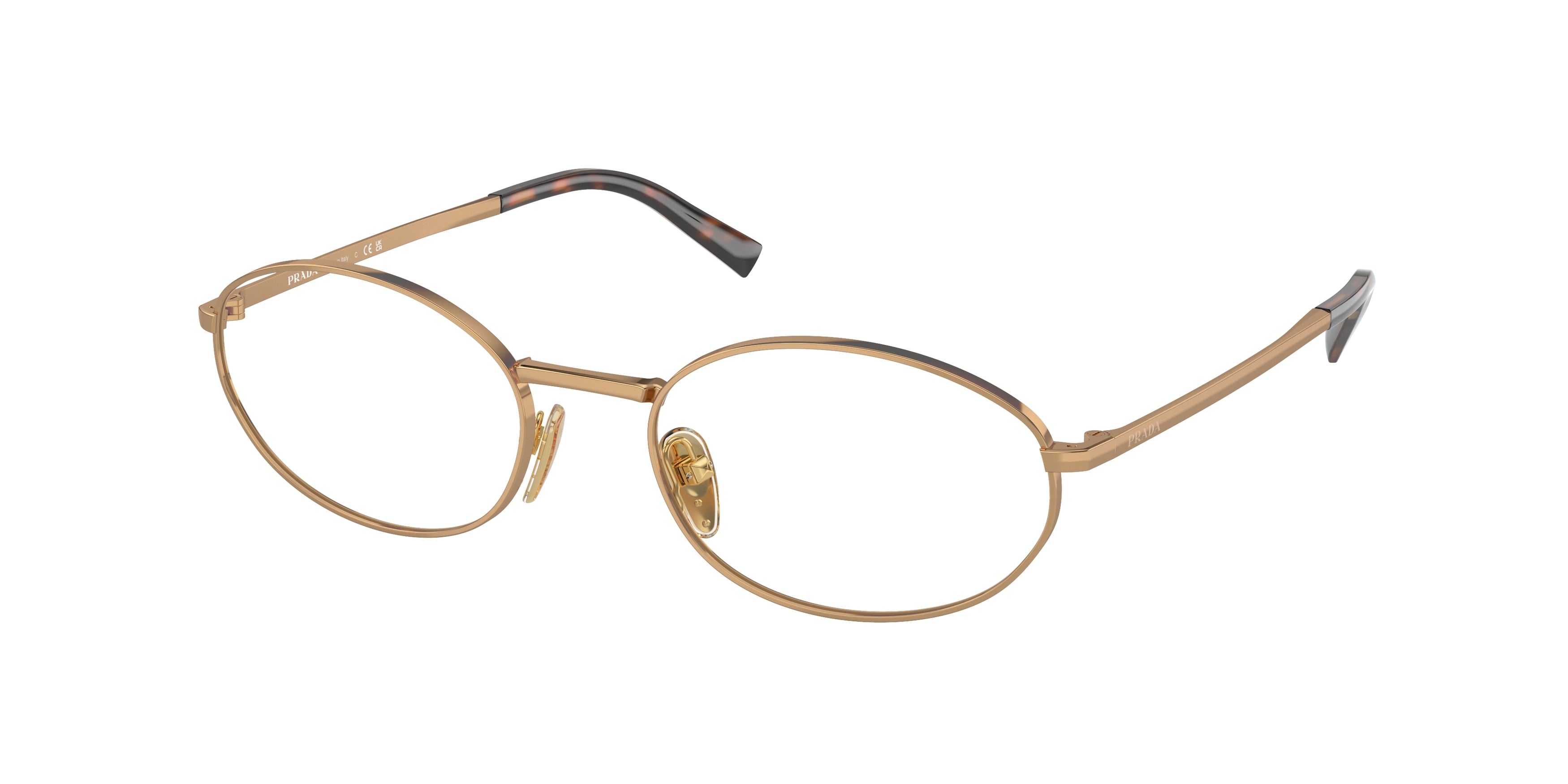 Prada PRA57V Oval Eyeglasses 7OE1O1-Brass 54-135-19 - Color Map Brown