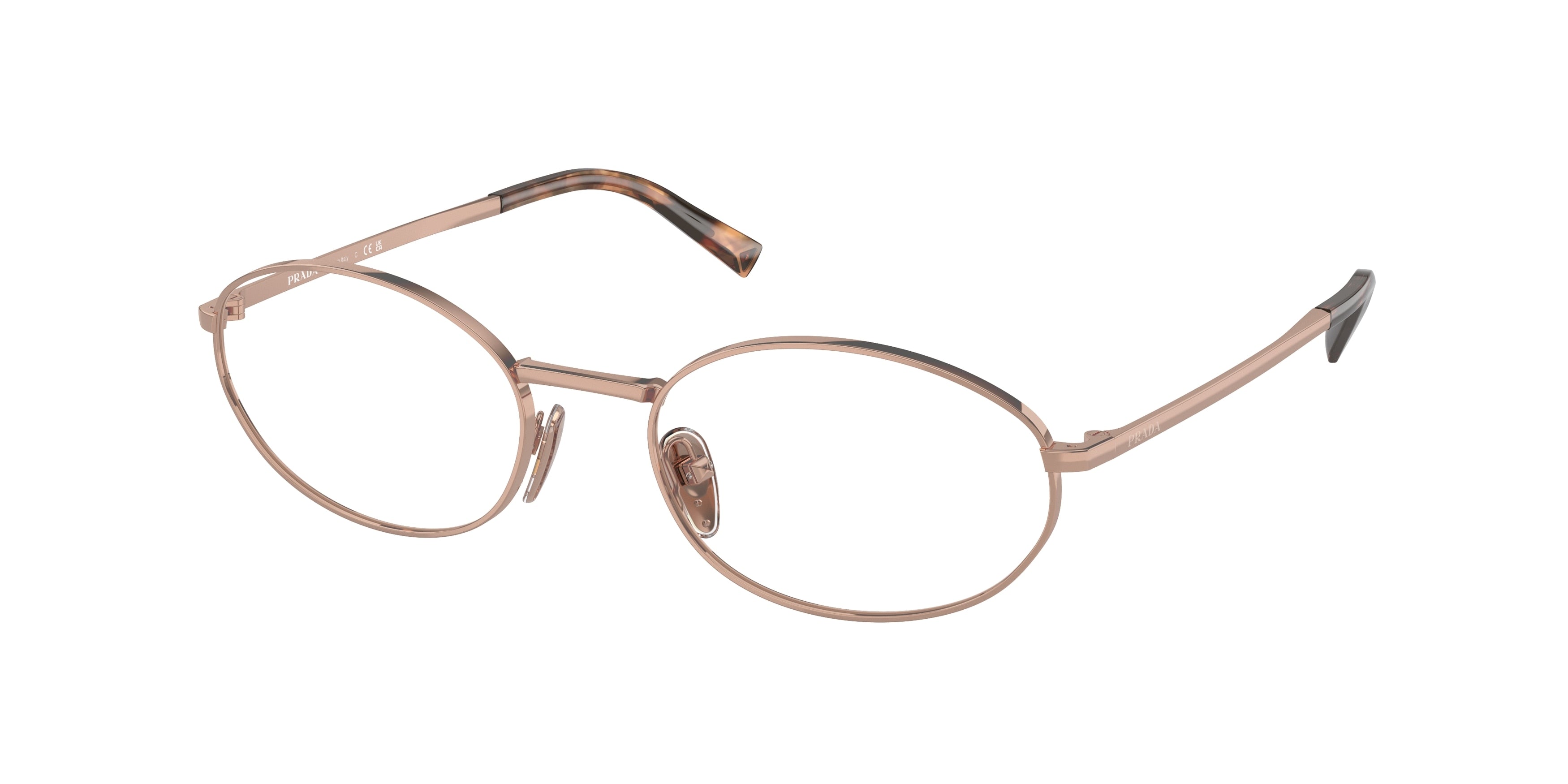 Prada PRA57V Oval Eyeglasses ZVF1O1-Rose Gold 54-135-19 - Color Map Gold