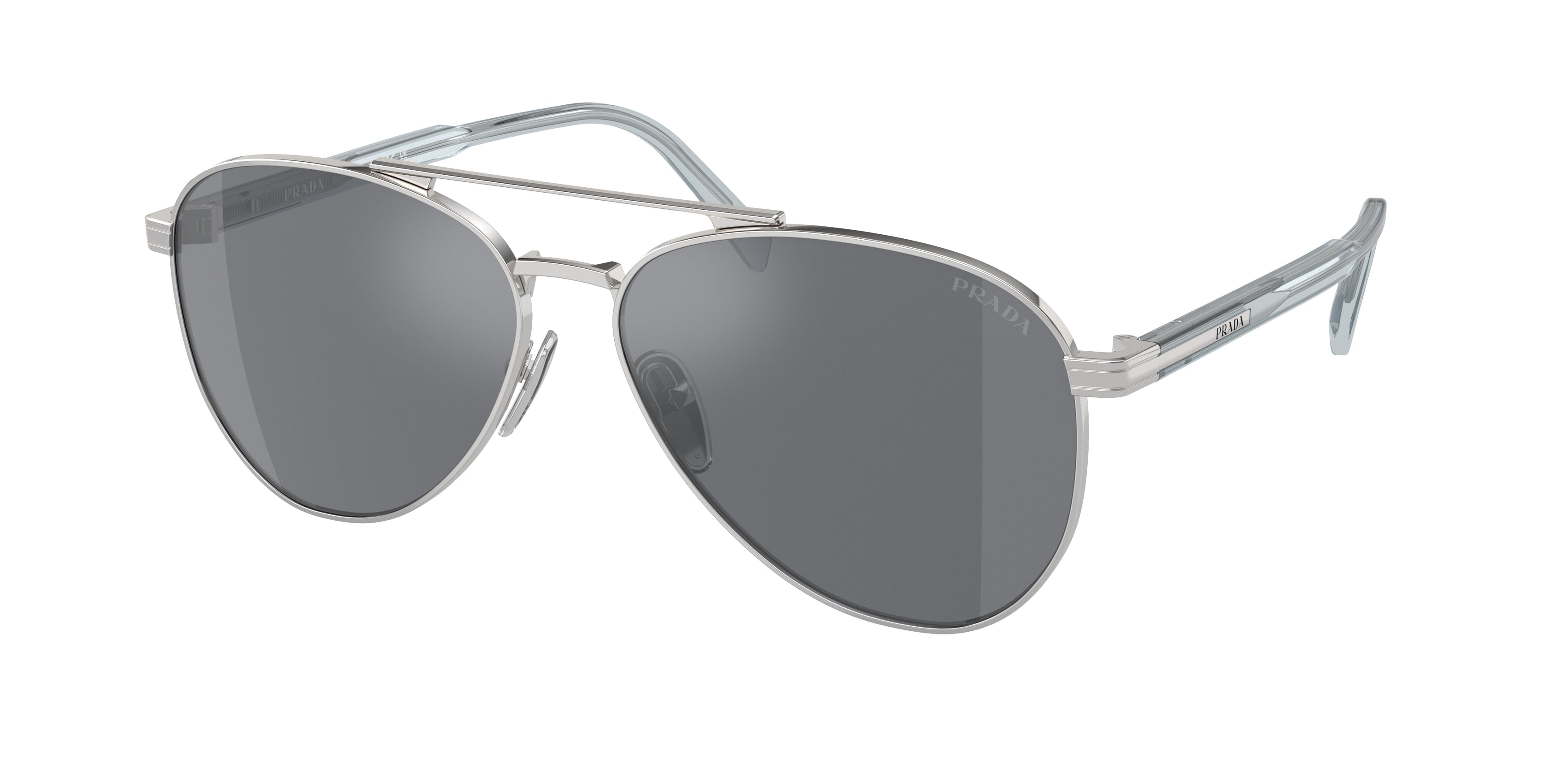 Prada PRA58S Pilot Sunglasses 1BC175-Silver 61-145-14 - Color Map Silver