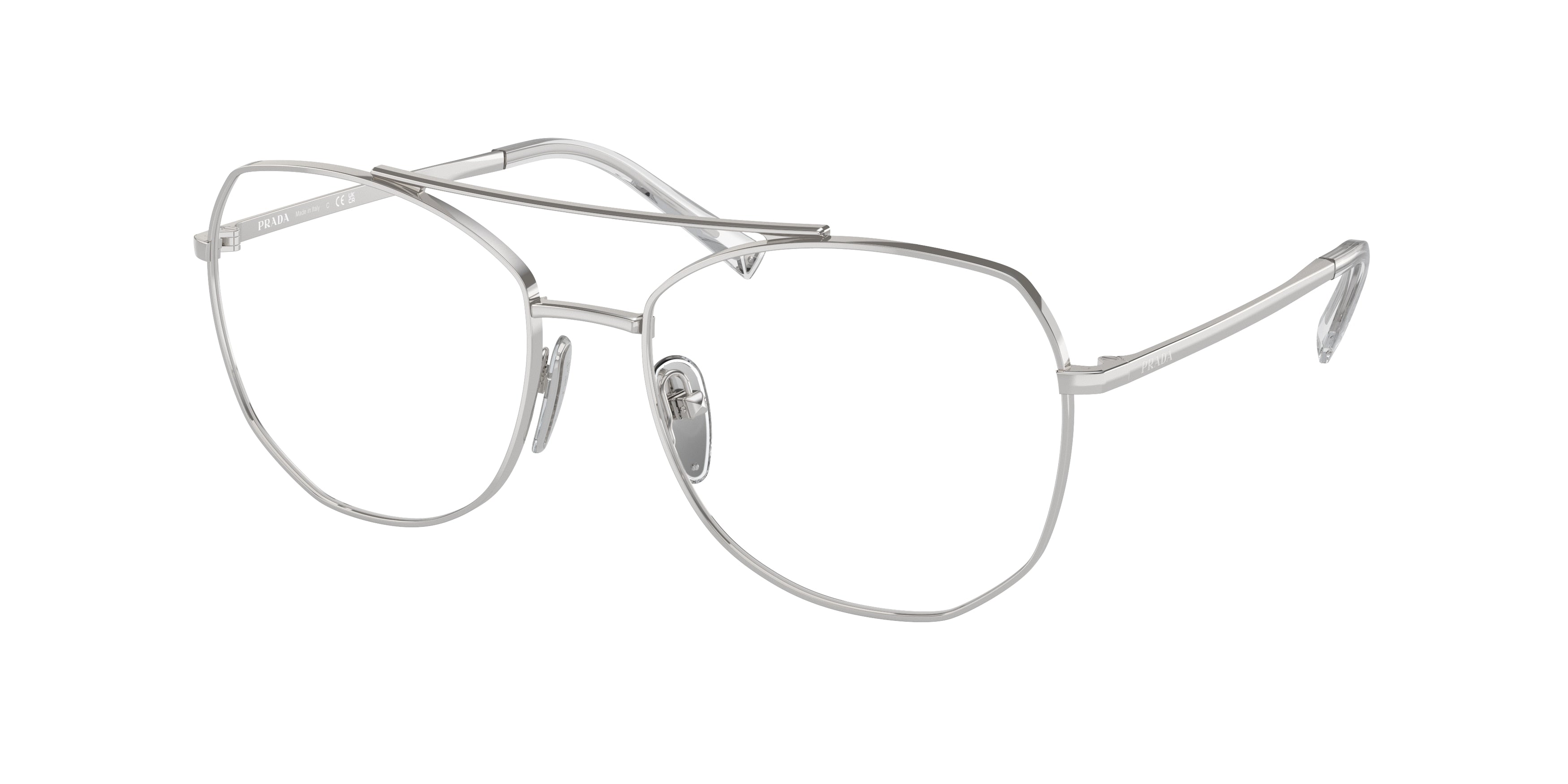 Prada PRA58V Irregular Eyeglasses  1BC1O1-Silver 56-135-17 - Color Map Silver
