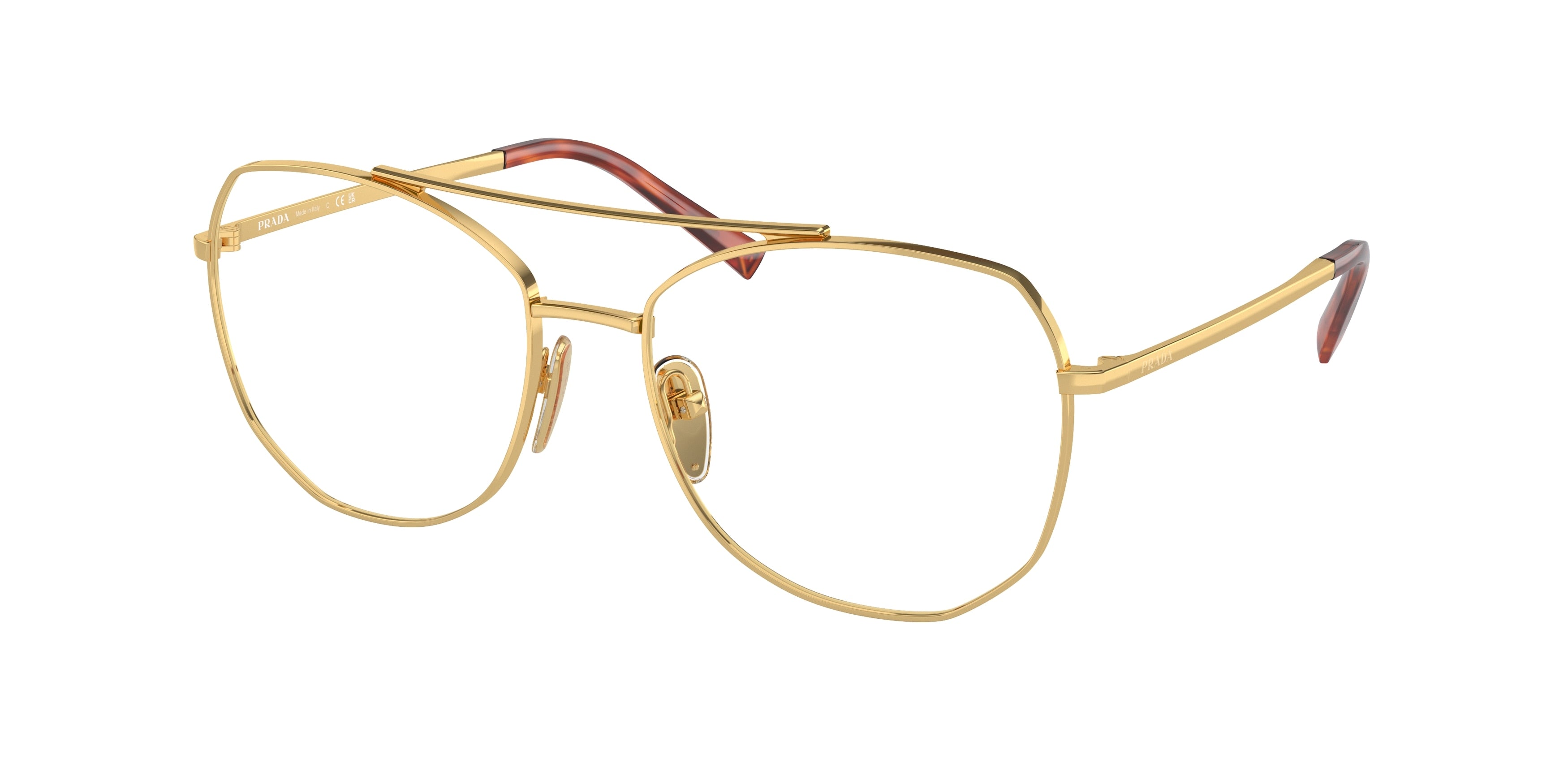 Prada PRA58V Irregular Eyeglasses 5AK1O1-Gold 56-135-17 - Color Map Gold