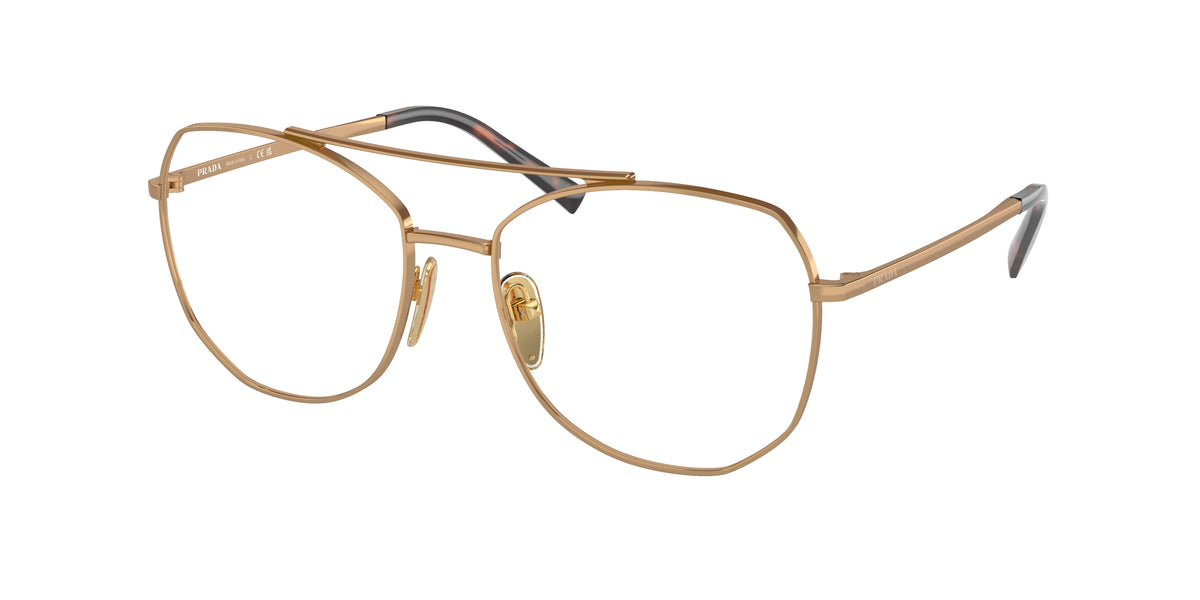 Prada PRA58V Irregular Eyeglasses 7OE1O1-Brass 56-135-17 - Color Map Brown