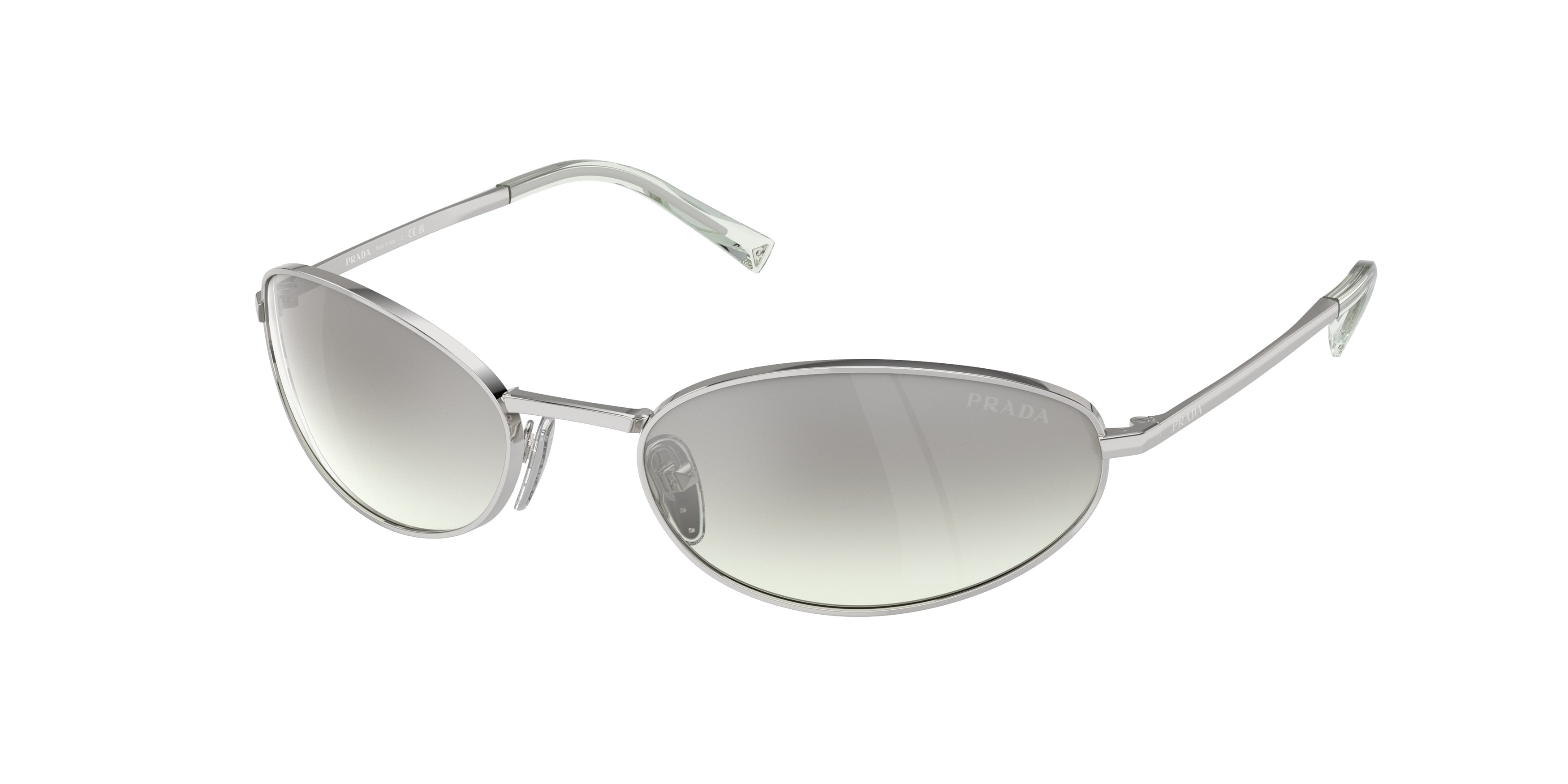 Prada PRA59S Oval Sunglasses 1BC80G-Silver 59-125-19 - Color Map Silver